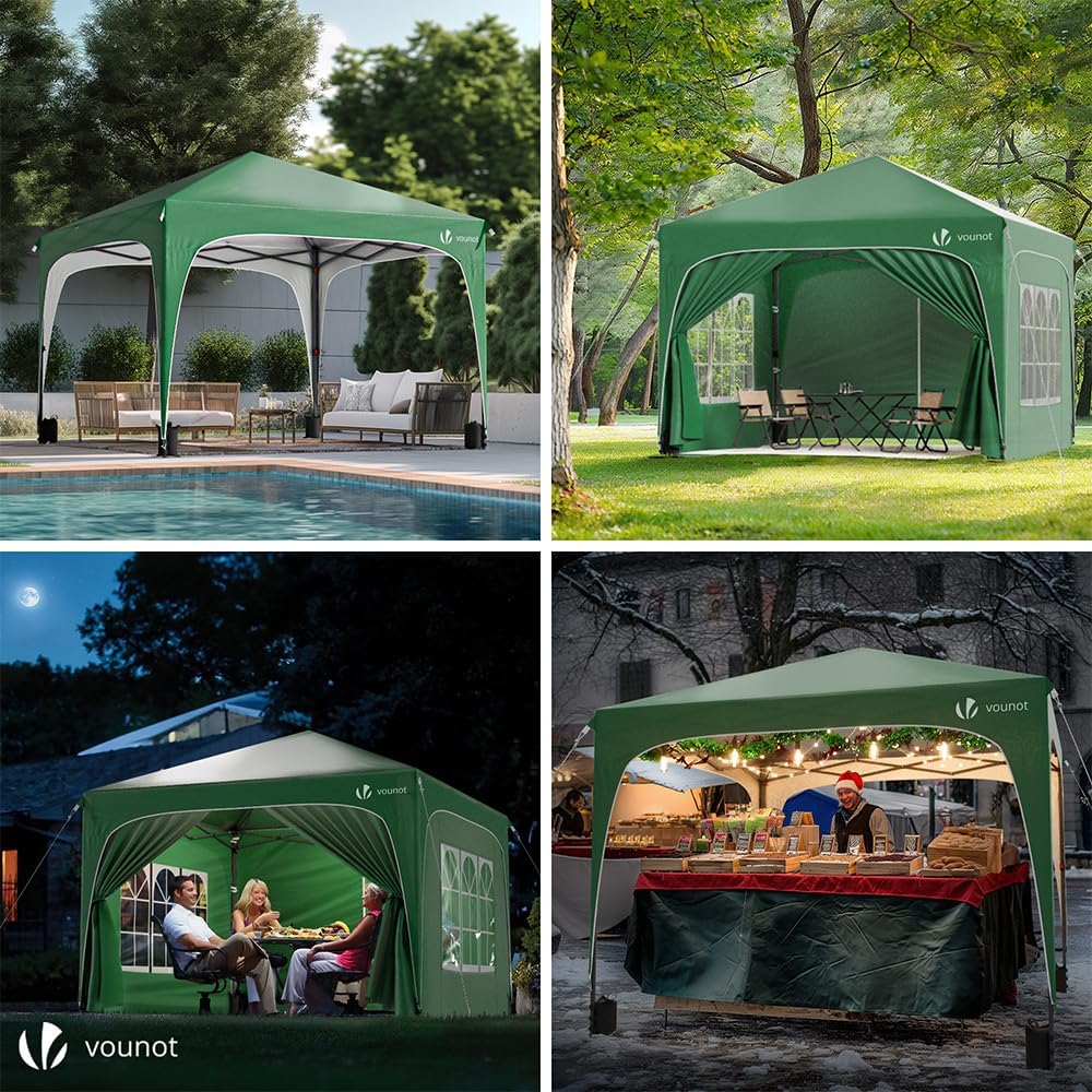 VOUNOT - tonnelle pliante série Jardin - 3x3m - imperméable, anti-UV, hauteur réglable, sac transport