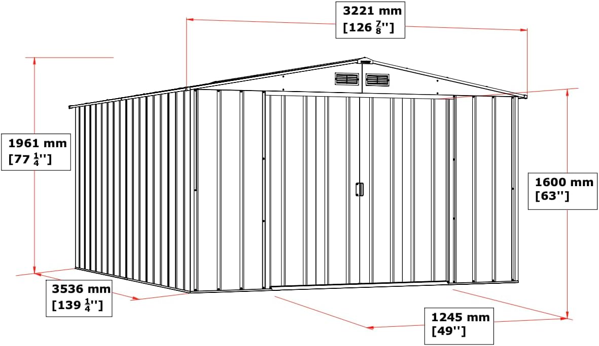 Duramax ECO Abri de jardin en métal galvanisé à chaud avec structure de toit renforcée et solide Vert 10 x 12 cm