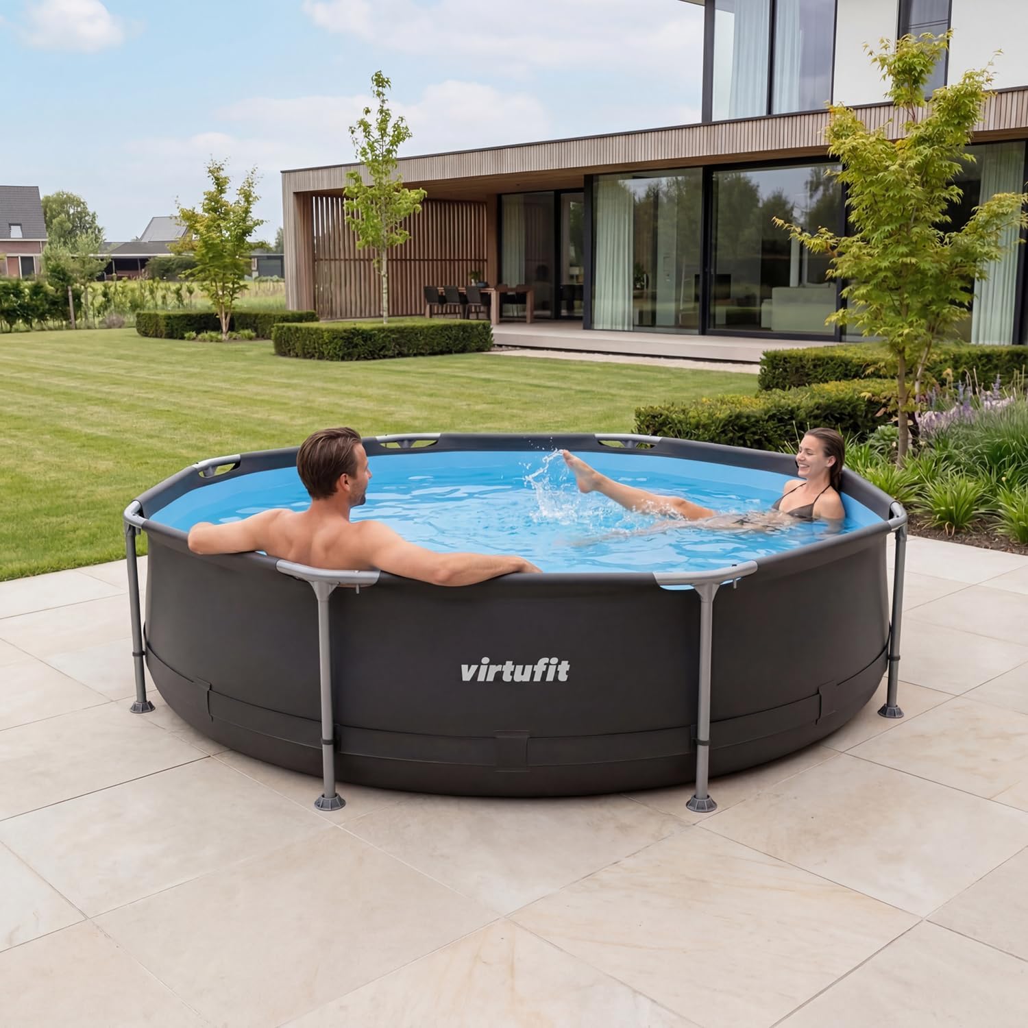 VirtuFit Piscine (Noir, Ø305 x 76 cm, Ronde)