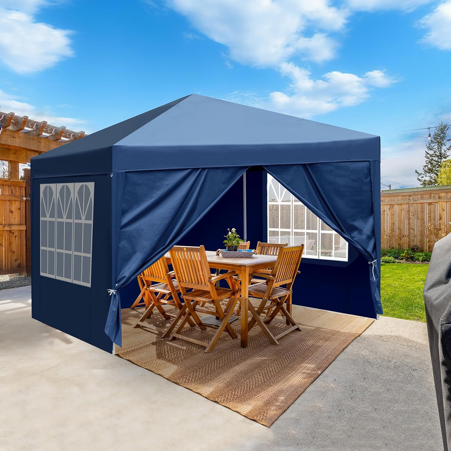 LEADZM - tonnelle pliante série pop-up - 3x3m - imperméable, UV 50+, 4 côtés, acier, hauteur réglable