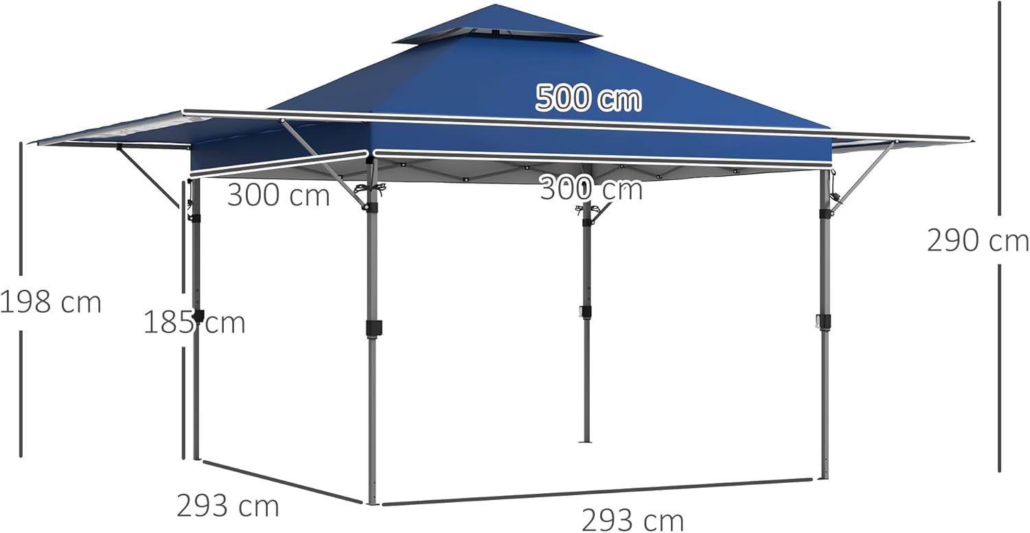 Outsunny - Barnum pliant jardin série Pop-up - 5x3m - 2 parois, sac à roulettes, tissu Oxford
