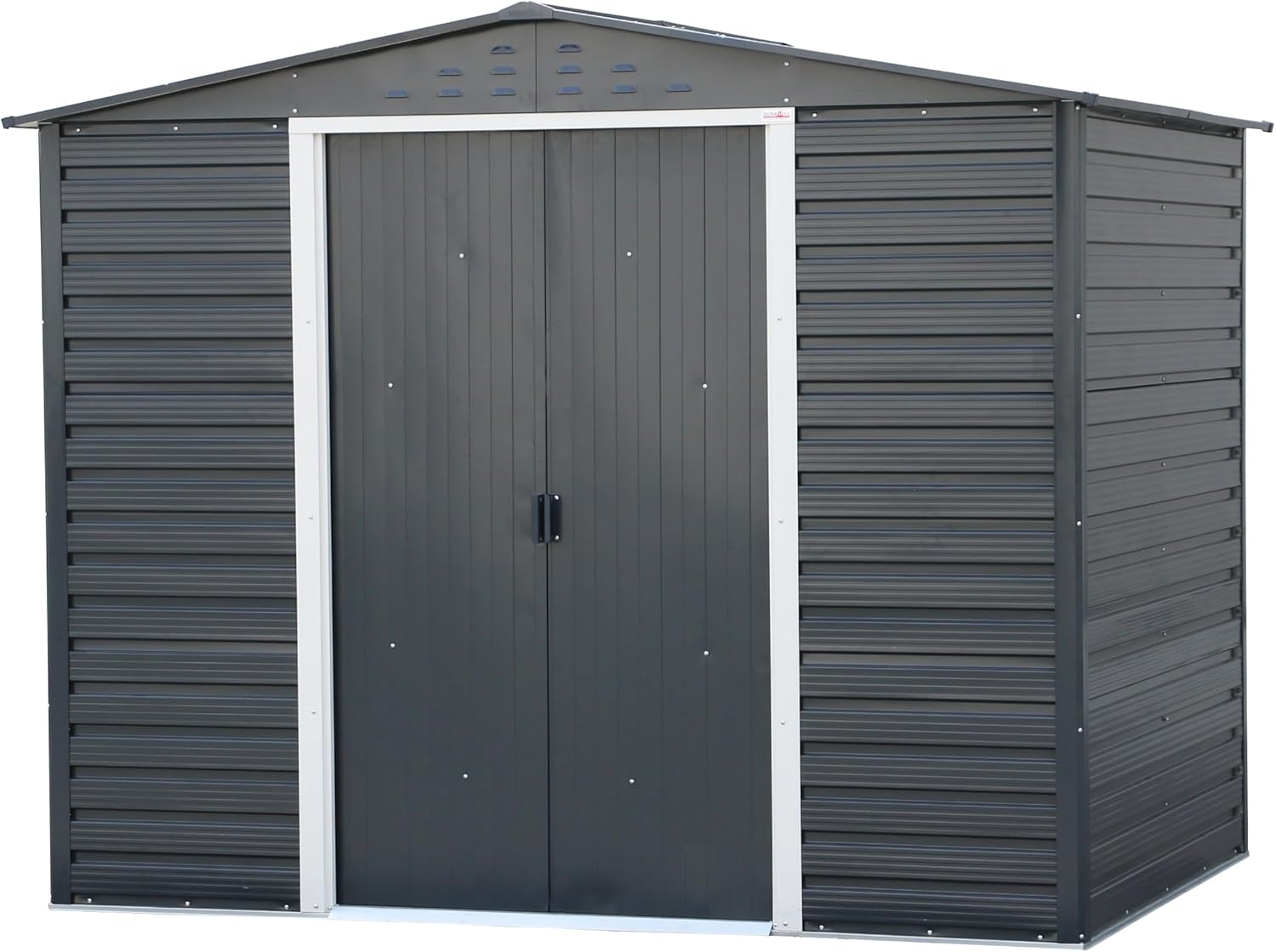 Duramax Alpine 8 x 6 (4,79 m²) Abri de Jardin en métal avec Base en métal, Acier galvanisé à Chaud, Structure de Toit renforcée, Abri de Jardin sans Entretien et résistant aux intempéries, Anthracite