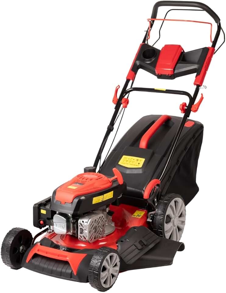 A.M.C. Tondeuse à gazon à explosion automotrice 4in1-4 CV, Tondeuse à gazon thermique autoportée - Moteur 170cc 4 temps avec autotraction - Largeur de coupe 51 cm - Mulching - Panier de collecte 60L