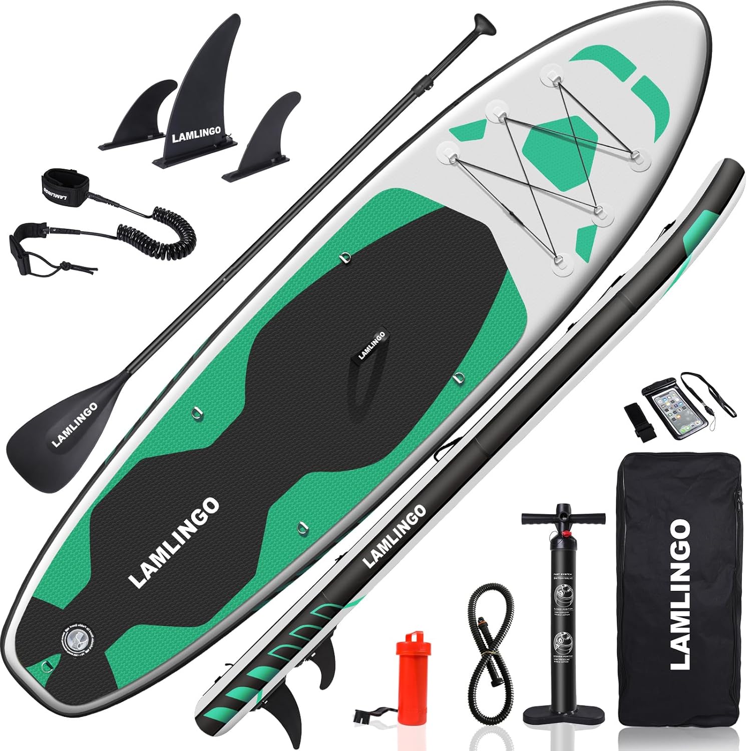 Rolimate Max 200 KG Stand Up Paddle Board Gonflable Adulte, Sup Planche en PVC Construction Ultra Robuste, Kit Pagaie, Pompe à Double Action, Sac à Dos Boîte réparation
