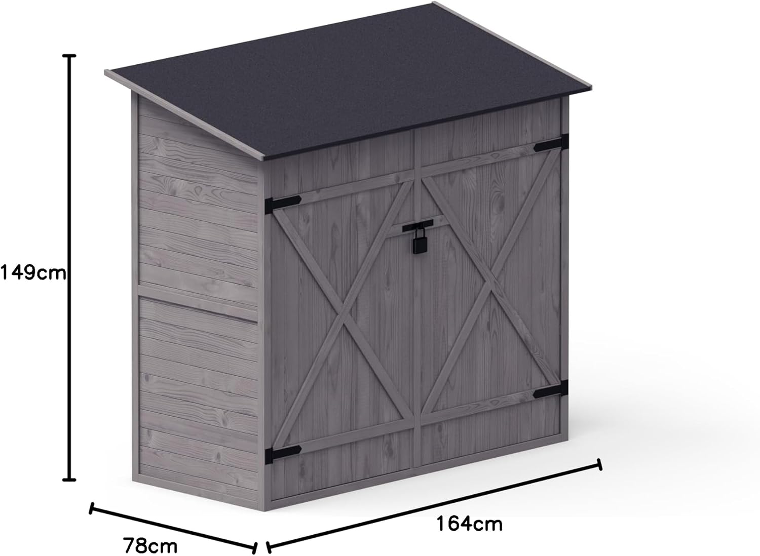 Upyard Abri à Outils avec système d'étagères - Abri de Jardin Moderne en Bois - Abri de Jardin avec Toit à pignon, 150 x 70 cm, Gris