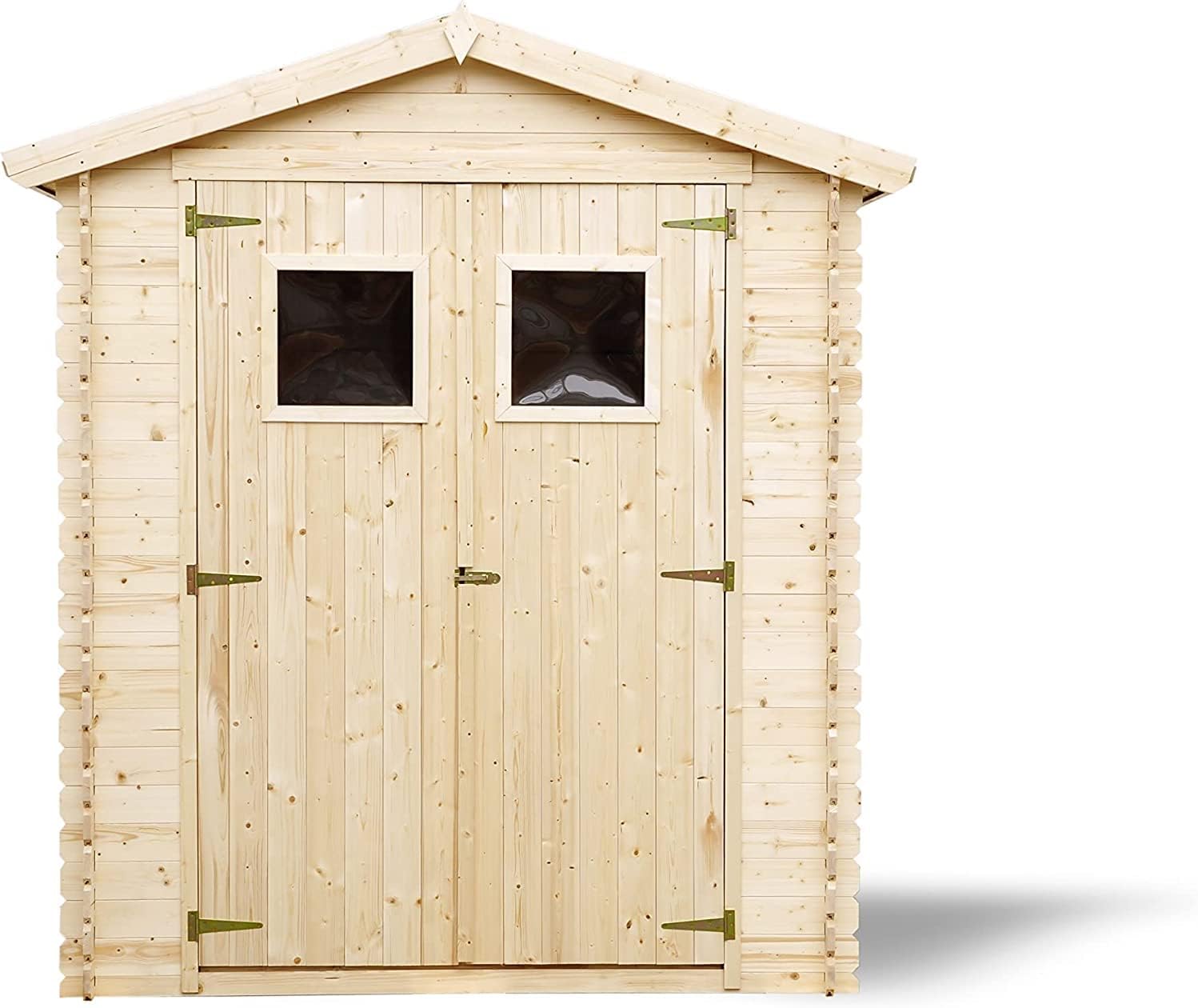 Abri de Jardin en Bois avec Sol TRAITÉ - Stockage extérieur I196xL136xH218 cm/ 1.98 m2 Petit abri à Outils, Local à vélos - Toit imperméable, fenêtres - TIMBELA M367