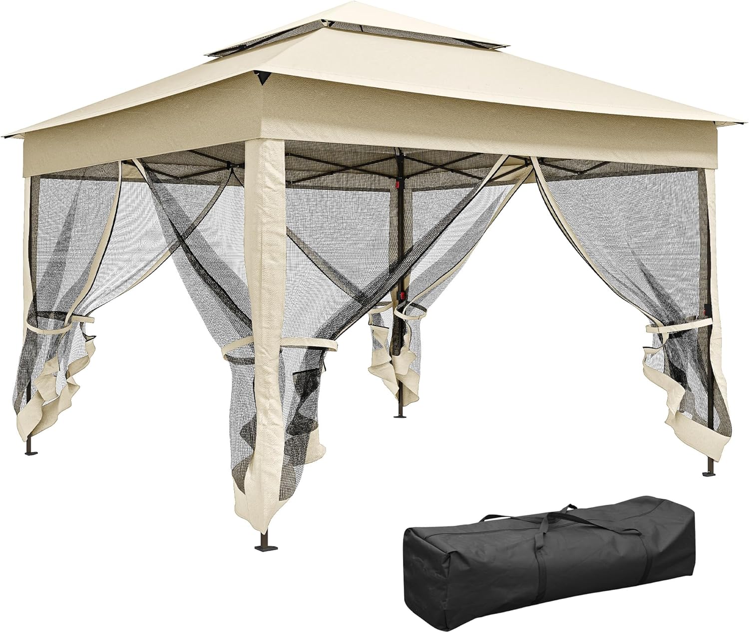 Outsunny - tonnelle pop-up - 3x3 m - métal, polyester, anti-UV, moustiquaires