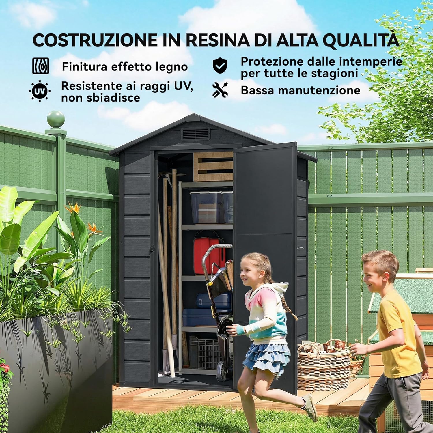 Outsunny - abri de jardin 1,09 m² - PP, aluminium, plancher, porte sécurisée
