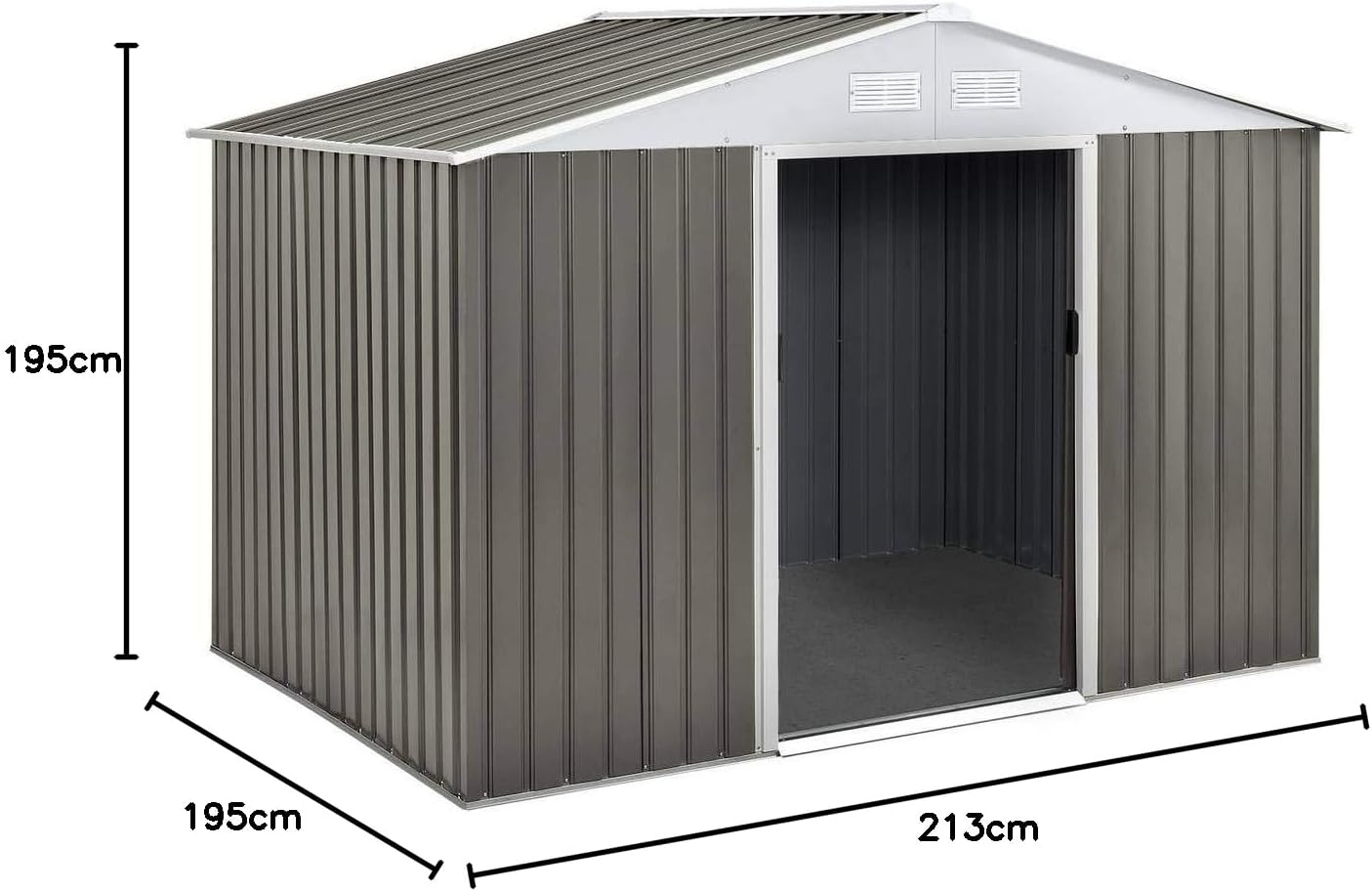 Abri de Jardin métal Dallas série, 4,07 m², couleur taupe