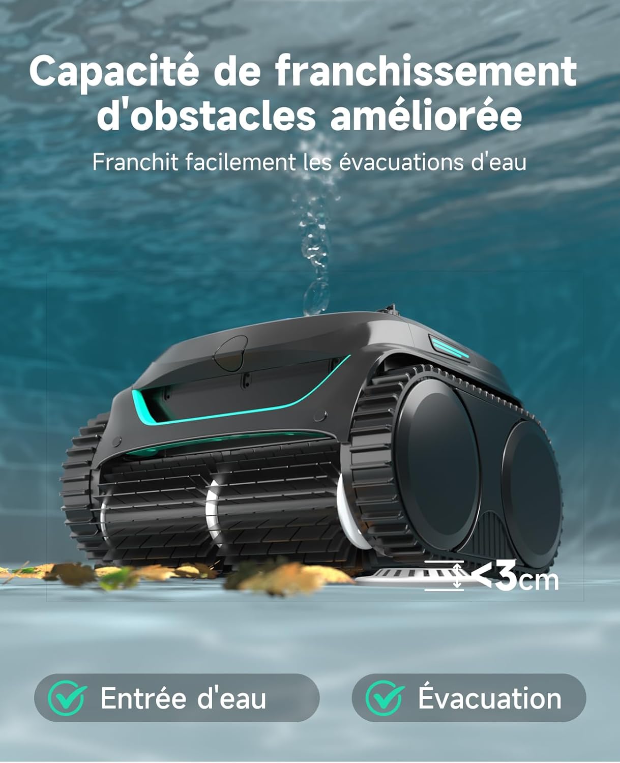 WYBOT - C2 série - pour piscines 150㎡ - filtration double, nettoyage fond/parois, autonomie 180 min - C2