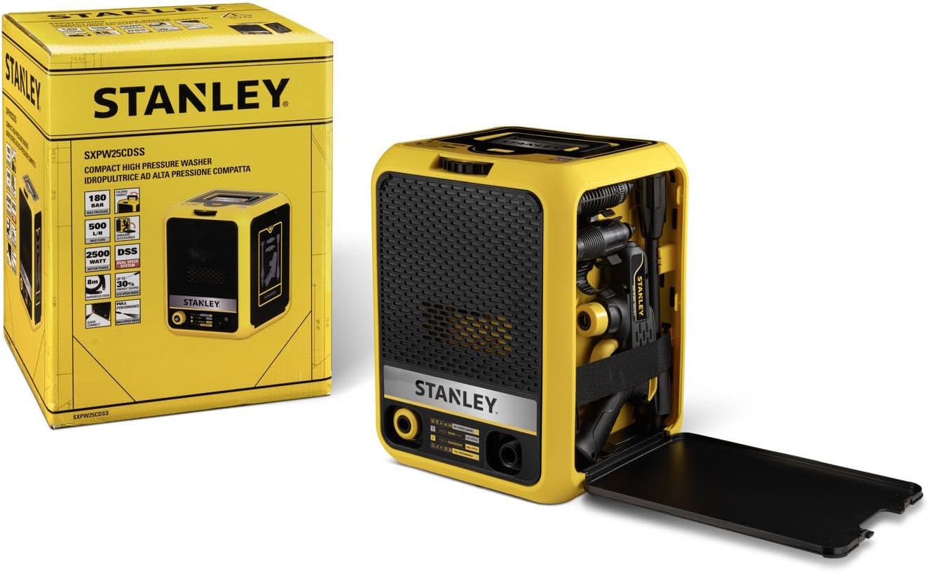 Stanley - Nettoyeur haute pression Série XPW25CDSS - 2500W, 180Bar, 500l/h, compact, double vitesse, SXPW25CDSS