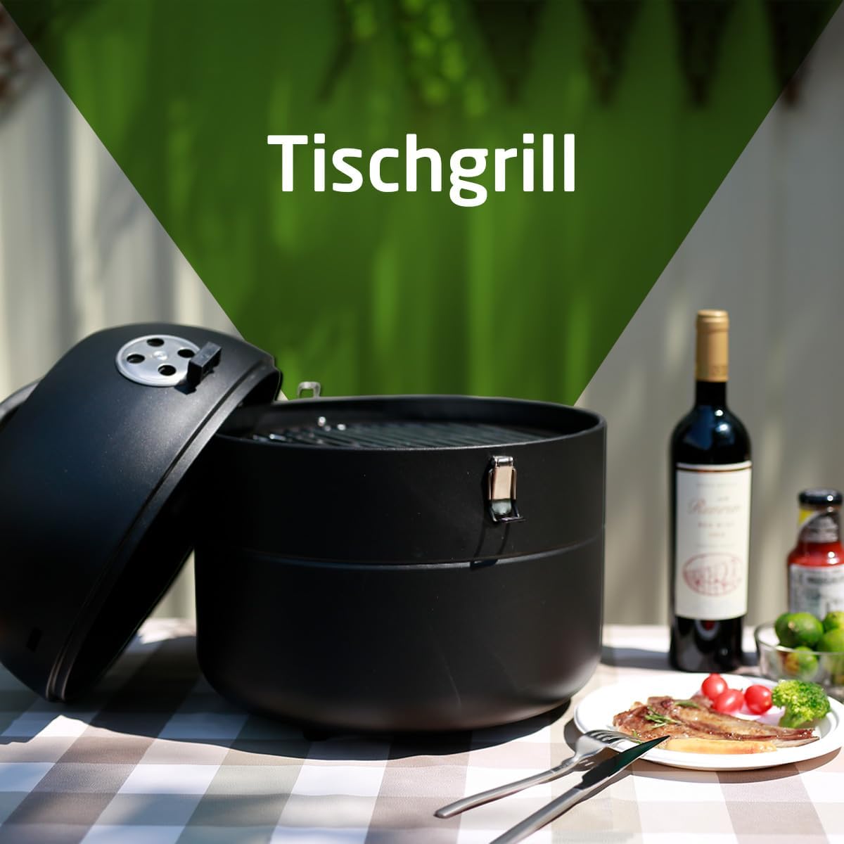 Amig - Fireplus barbecue portable, Ø34,5x42,8cm, grille Ø29cm, couvercle, ventilation