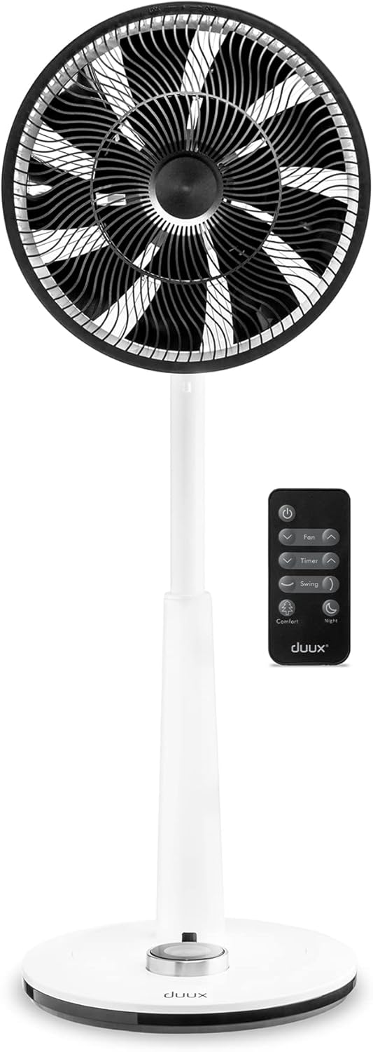 Duux Whisper Blanc - Ventilateur silencieux sur pied - Ventilateur sur pied avec télécommande - Minuterie incluse 26 vitesses - Ideal pour toutes les salles