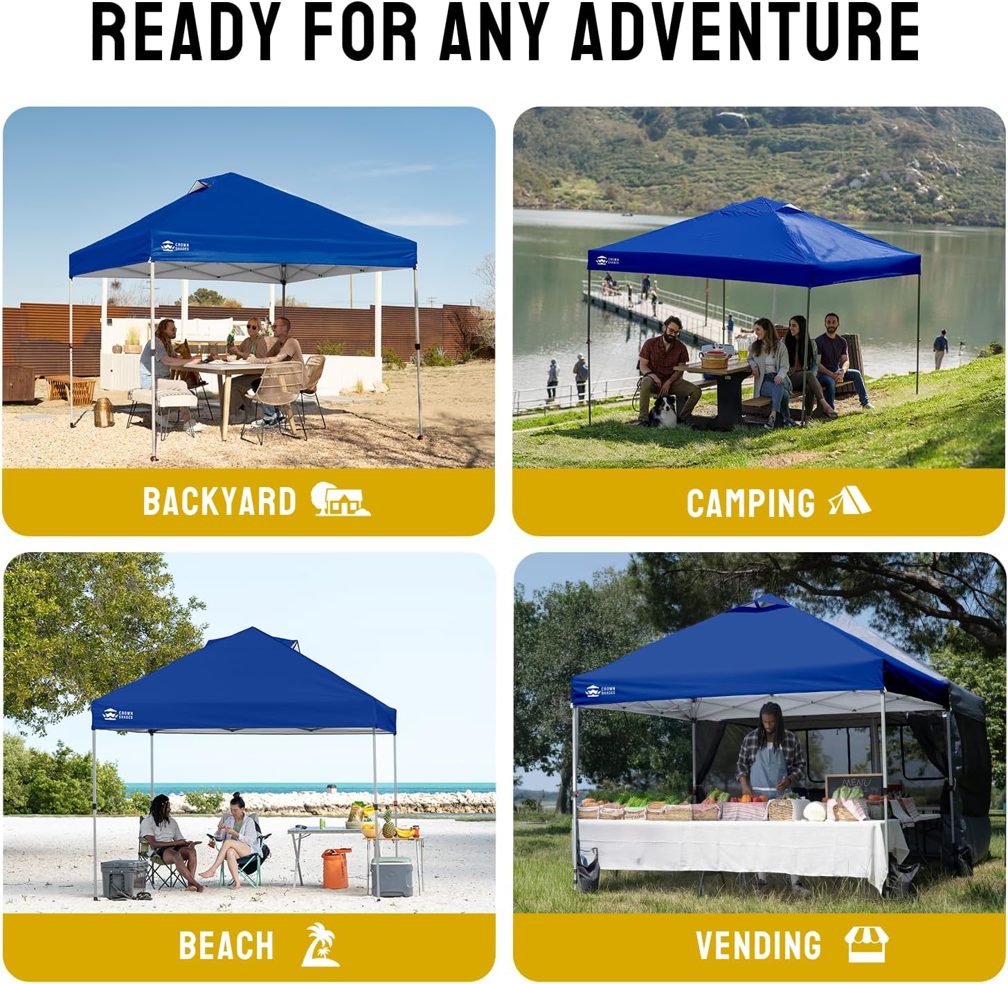 CROWN SHADES - Tonnelle pliante 3x3m - imperméable, UPF 50+, sacs de sable