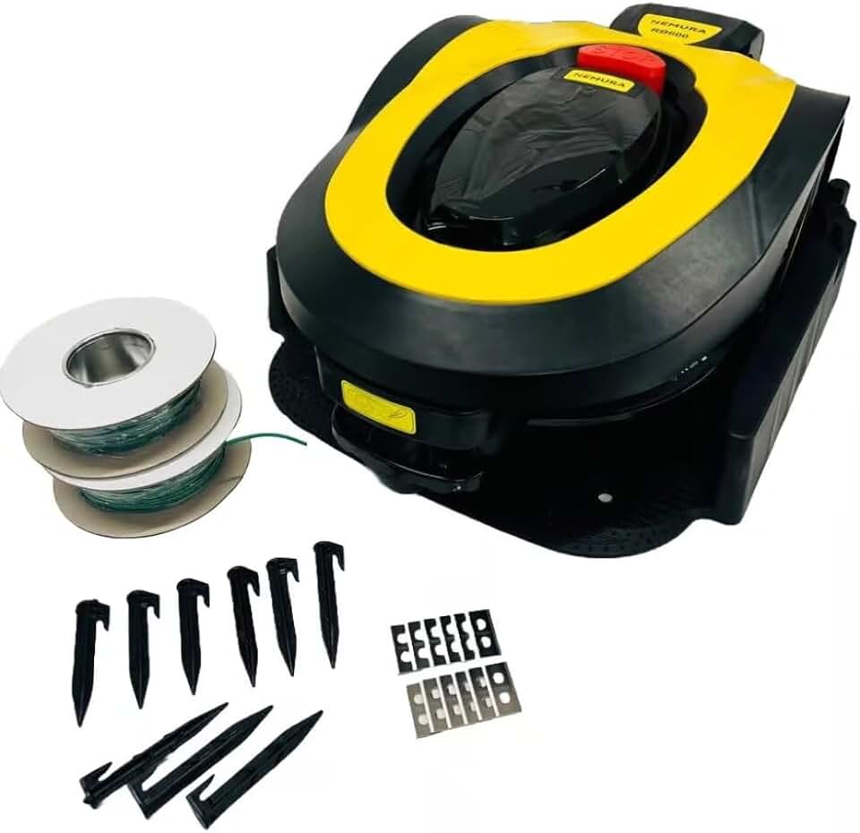 Nemura - Robot Tondeuse 18cm - 600m2, lames acier, câble et station