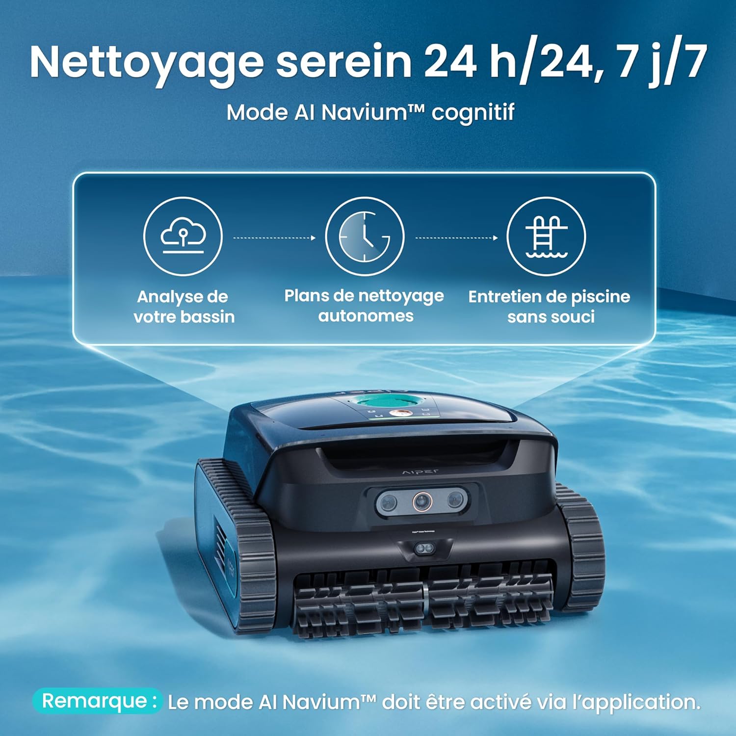 AIPER - Scuba V3 - 200 m² - Robot piscine IA, sans fil, filtre 3μm, fond et parois V3
