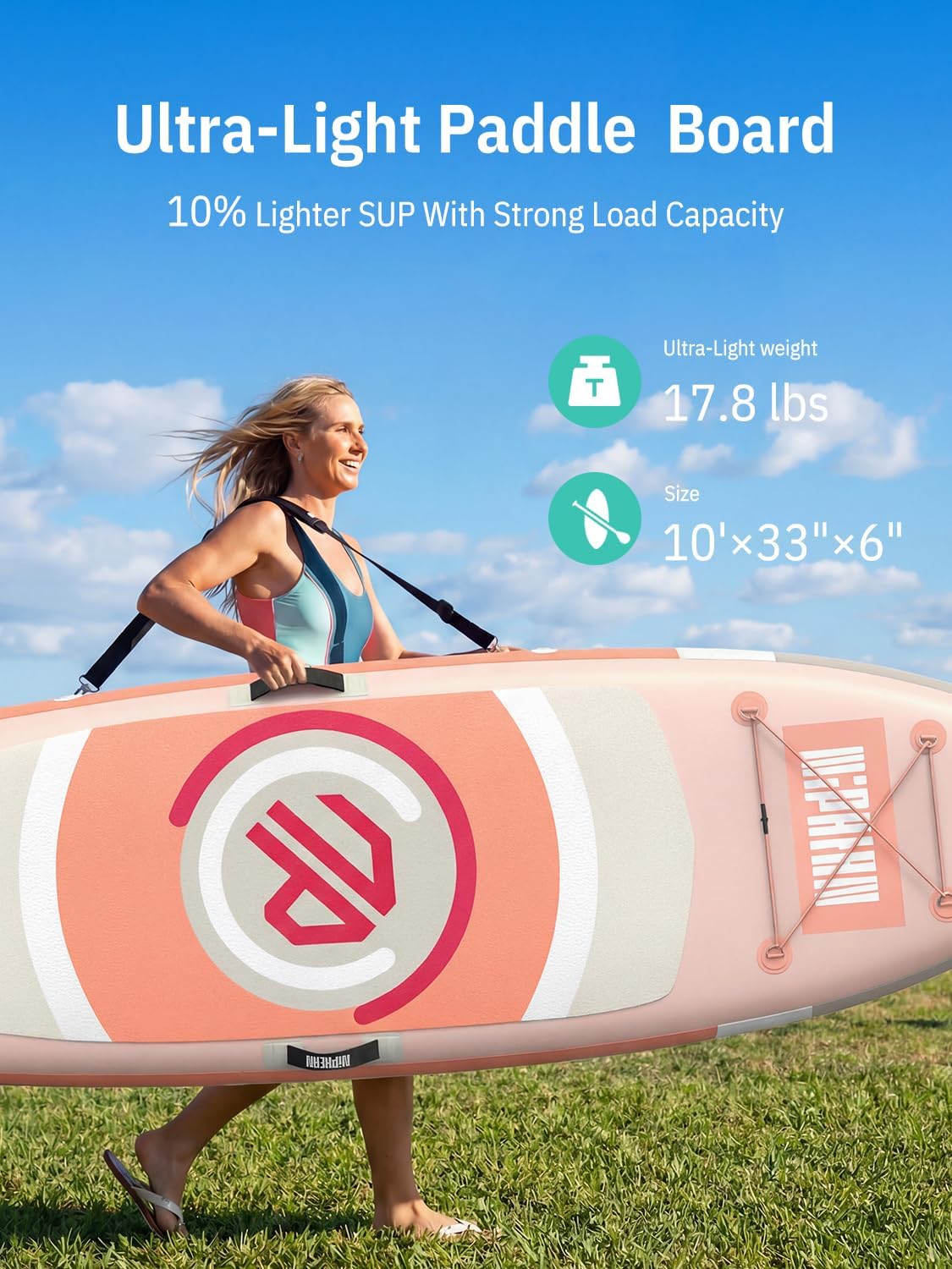 Niphean - Paddle gonflable adulte ultraléger avec siège - stabilité +30%, surface antidérapante