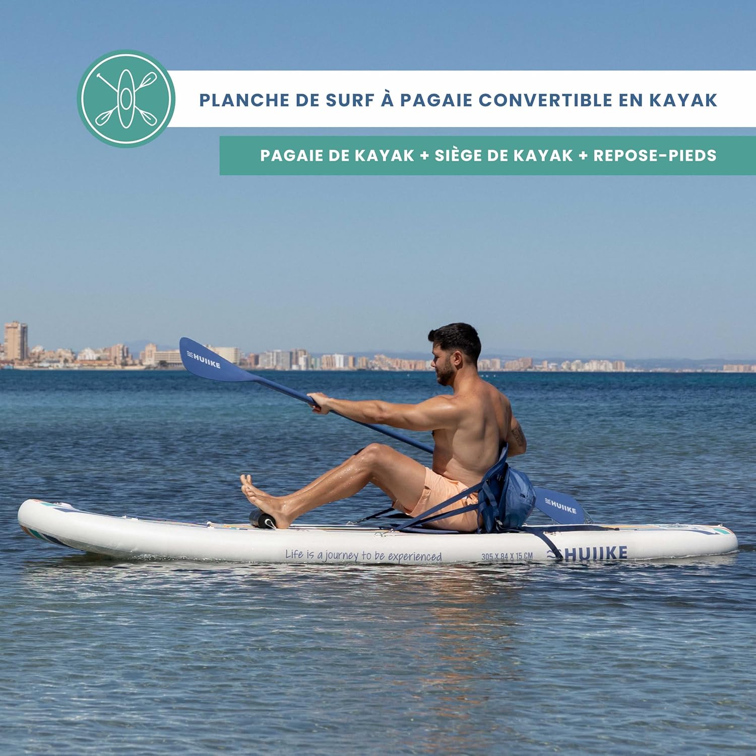 HUIIKE - Paddle gonflable adulte - 305x84x15cm - grande stabilité, accessoires inclus