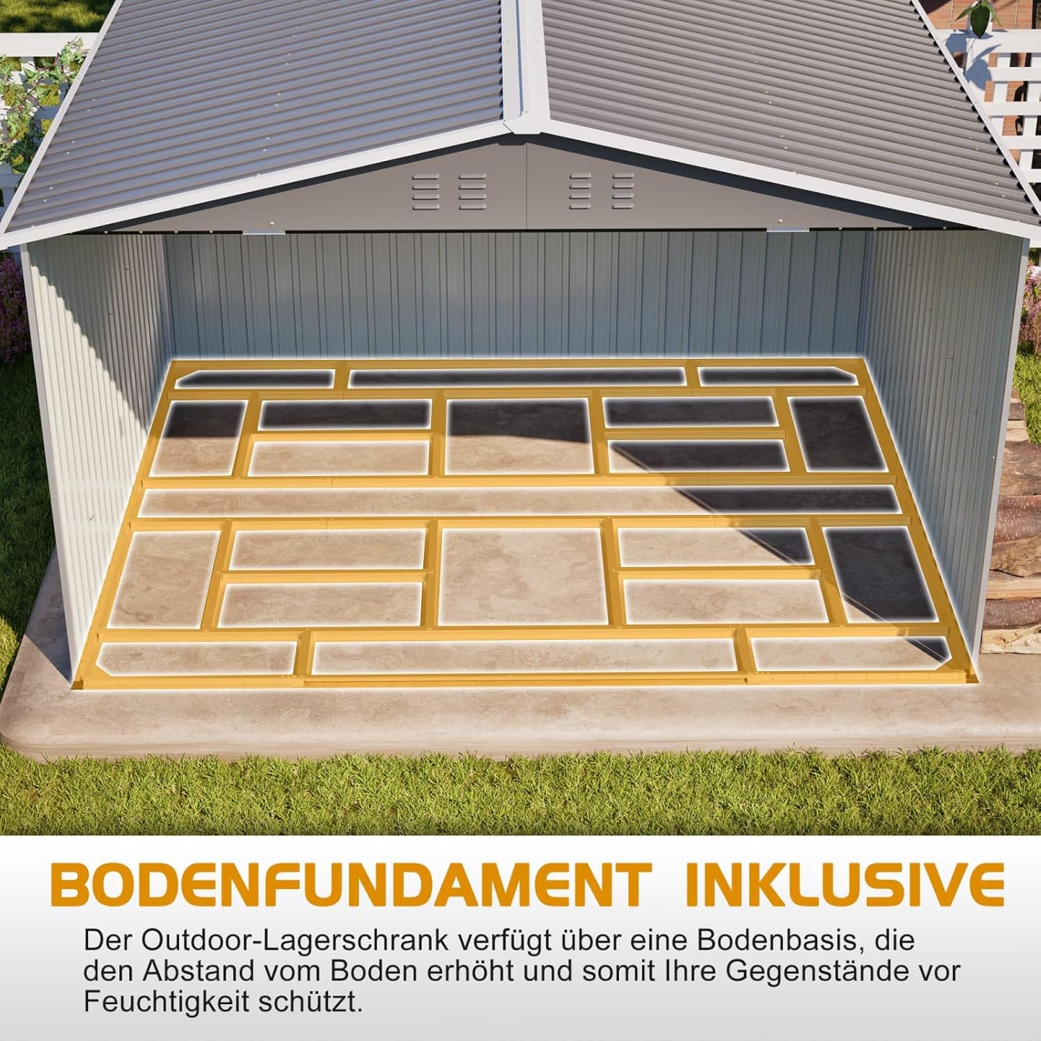 KOMHTOM 10x8 FT Abri de Jardin Métal avec Fondations en métal, Cabane de Jardin Extérieur avec Serrure, Rangement Outils de Jardi (Gris-10x8 FT)