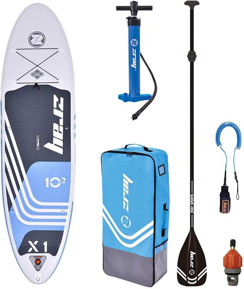 Zray - Sup Stand Up Paddle Gonflable X-Rider 10.2' - PB-ZX1E - Planche Gonflable Dropstitch - Leash, Pagaie, Pompe, Sac de Transport et Kit - Option Siege Kayak - Jusqu’à 125kg - 259l - 310x81x15cm