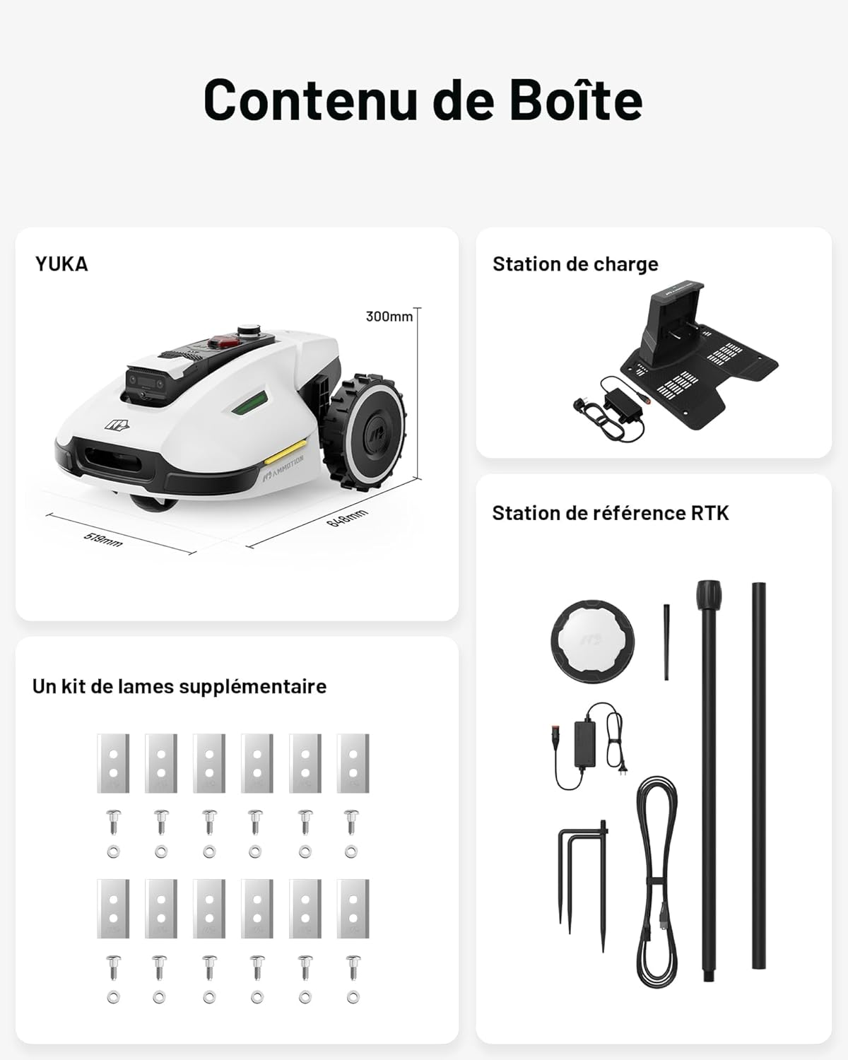 MAMMOTION - YUKA 2000 - 2000-2400m² - robot tondeuse sans fil, RTK+Vision, double disque, 4G
