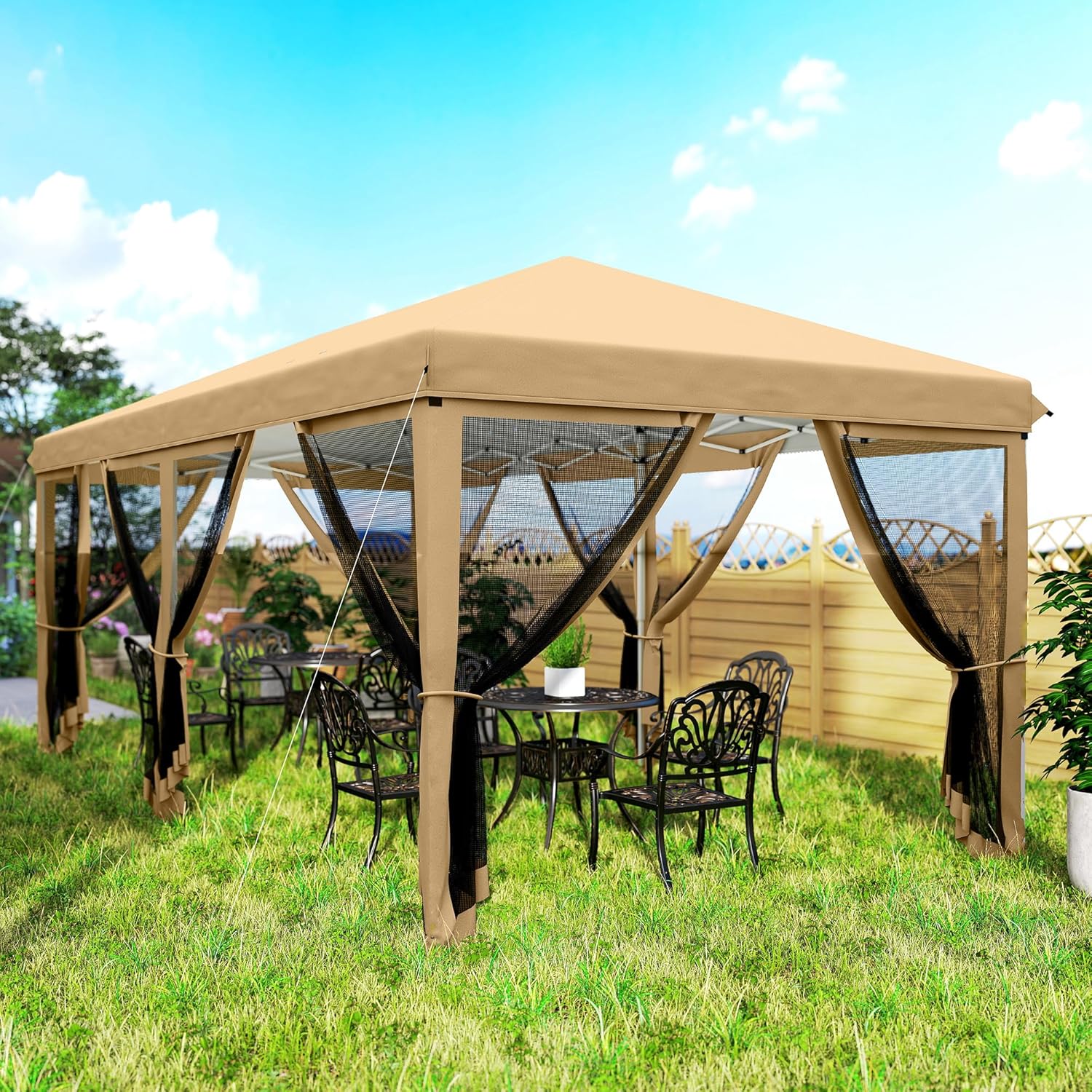 Outsunny - Tonnelle pliante 6x3m - anti-UV, moustiquaires, sac transport