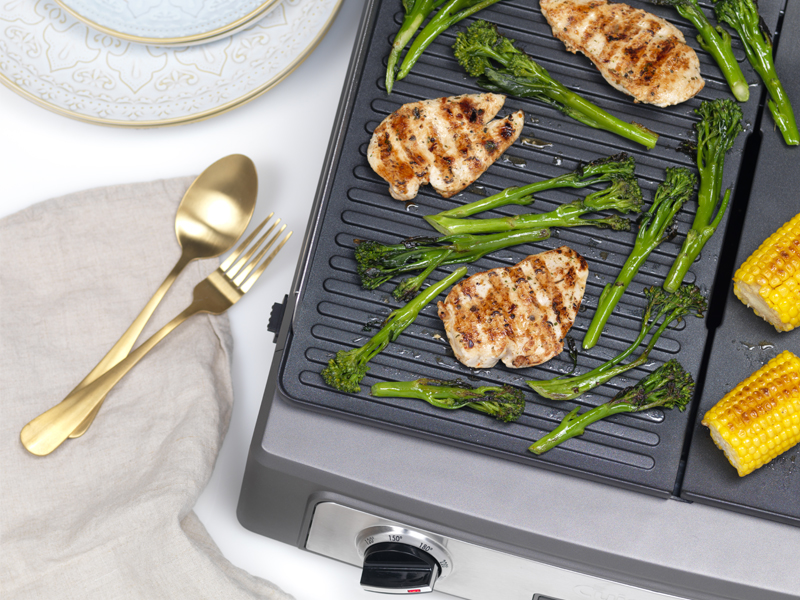 PL50E, Cuisinart, Style Collection, grill, plancha, cuisson saine, grillade, viande, poisson, légume