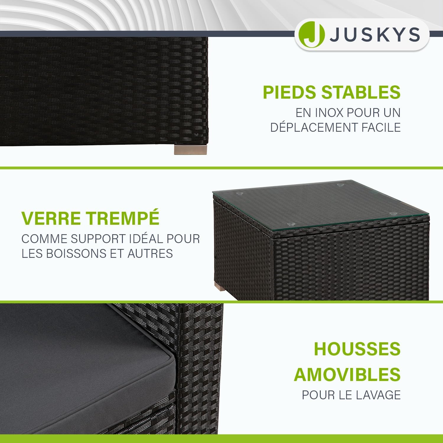 Juskys - Punta Cana L - ensemble 4-5 pers. résistant, canapé, table