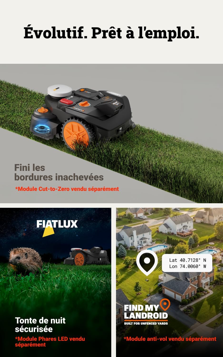 WORX - Vision Cloud série - 400 m² - navigation IA, appli, WR304E
