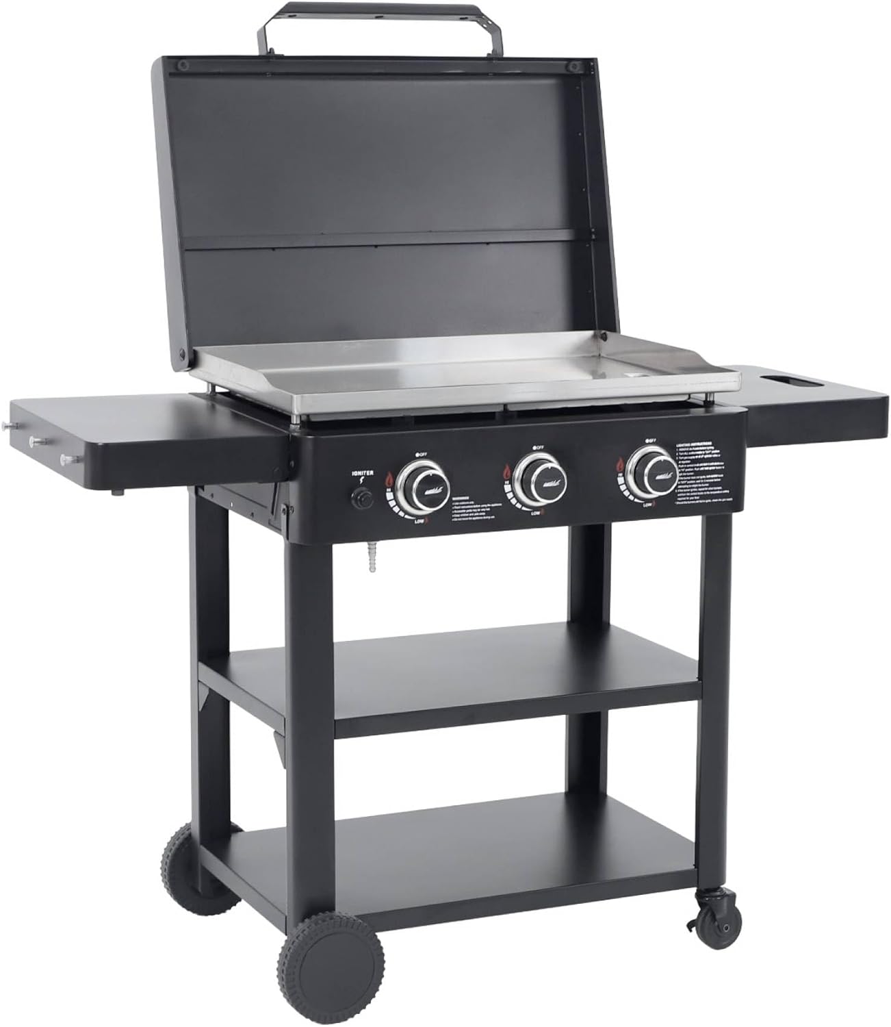 sweeek - Raoul série - 3 brûleurs inox, chariot noir - 12kW