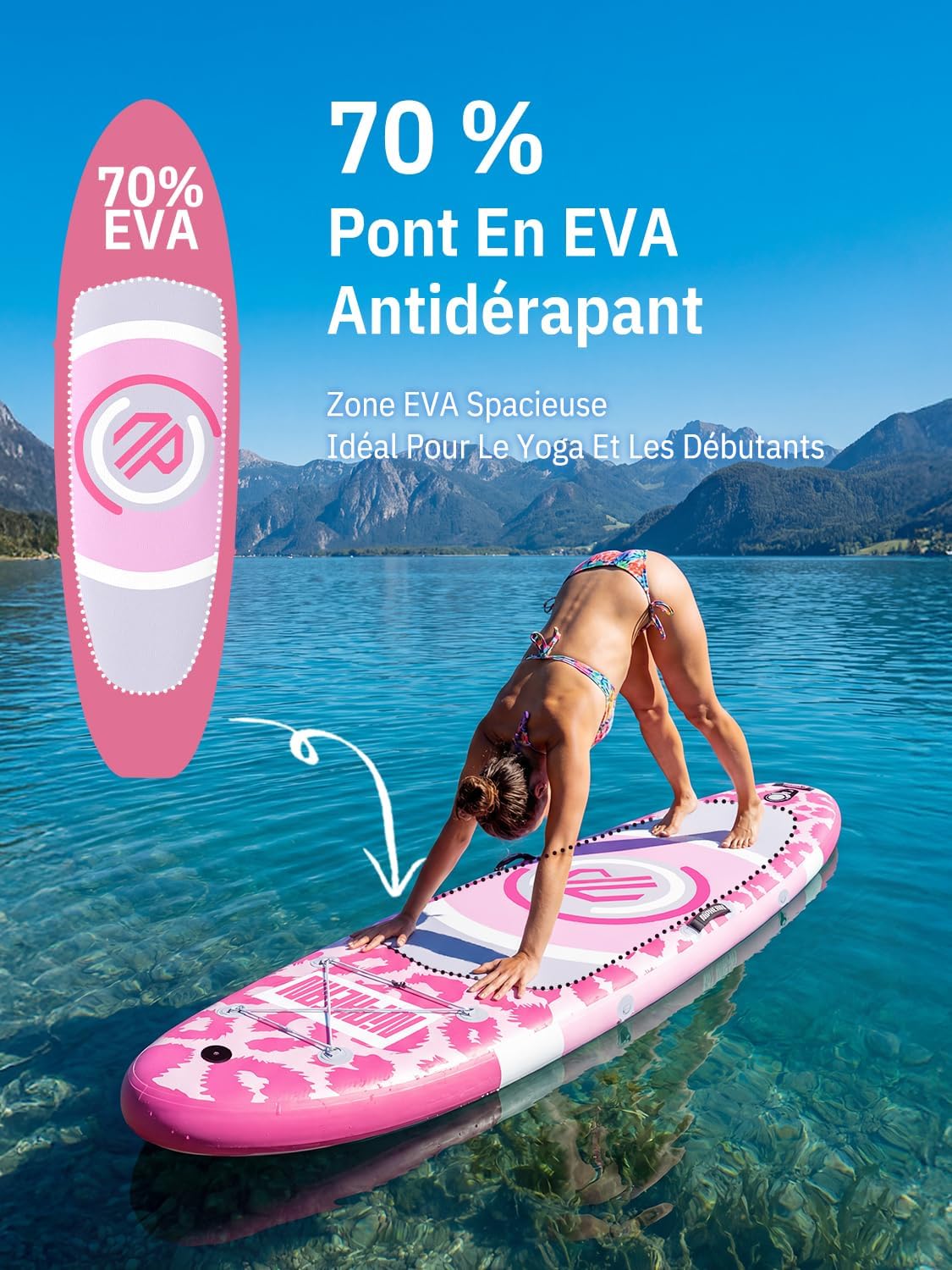 Niphean - Paddle gonflable adulte avec siège, ultraléger, antidérapant, stabilisateur, idéal yoga
