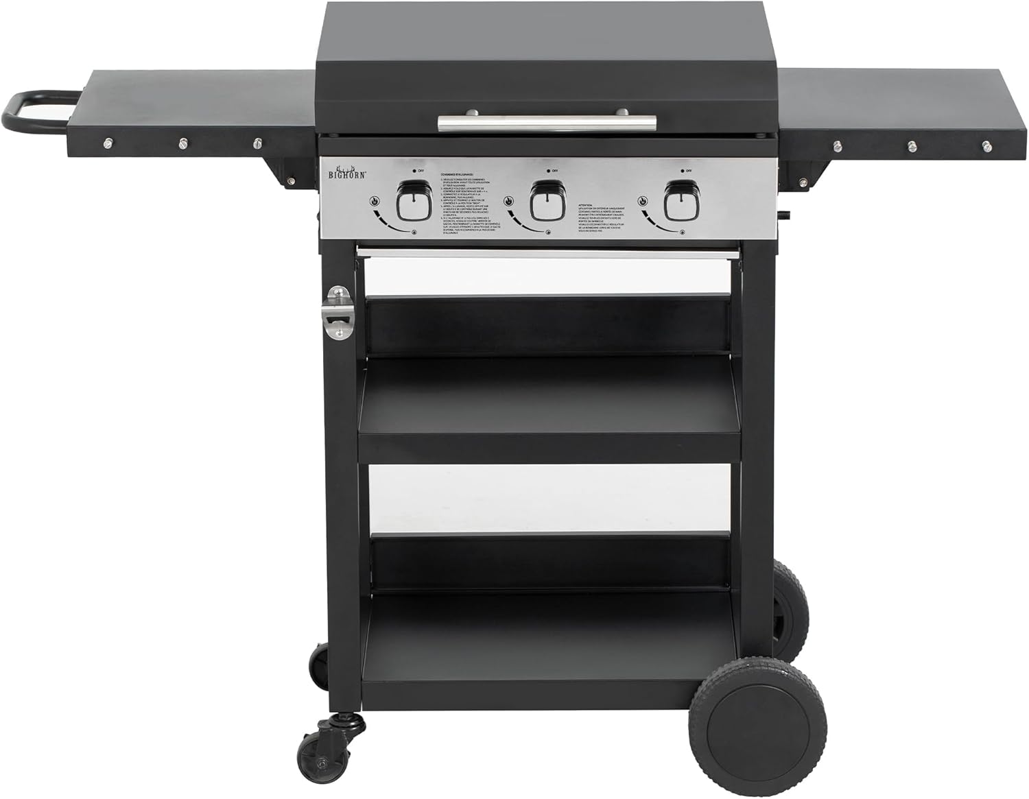 BIGHORN - Plancha gaz 3 brûleurs avec chariot, couvercle - 7,2 kW