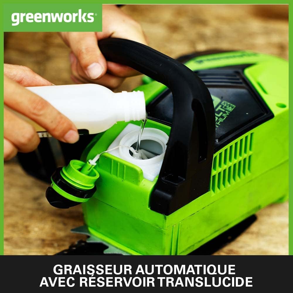 Greenworks GD40CS18 Tronçonneuse à Batterie avec Moteur Sans Balais, Longueur du Guide-Chaîne de 16-Pouces (40 cm), Vitesse de Chaîne de 20 m/s, 3,81kg, Anti-Rebond, SANS Batterie 40V et Chargeur