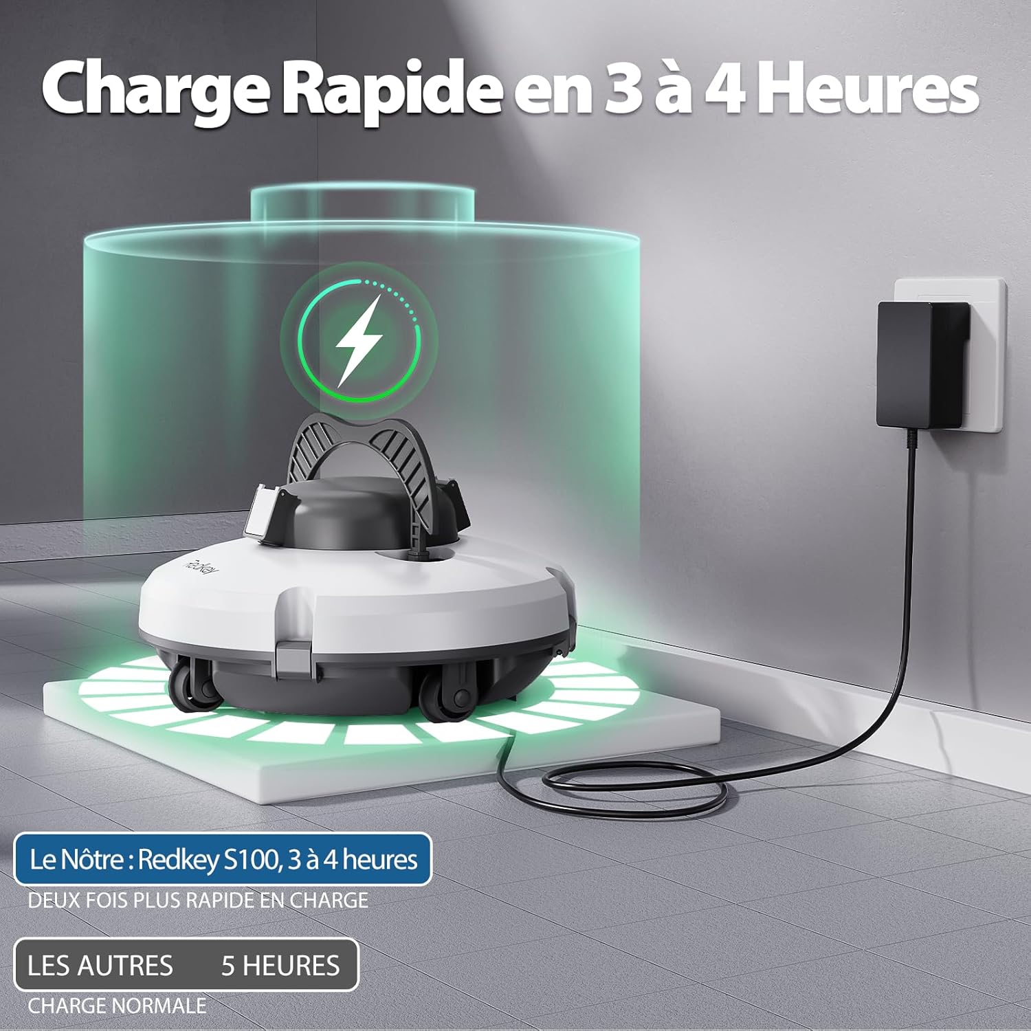 Redkey - S100 Série - 120㎡ - Nettoyage sans fil, 200min, double moteur