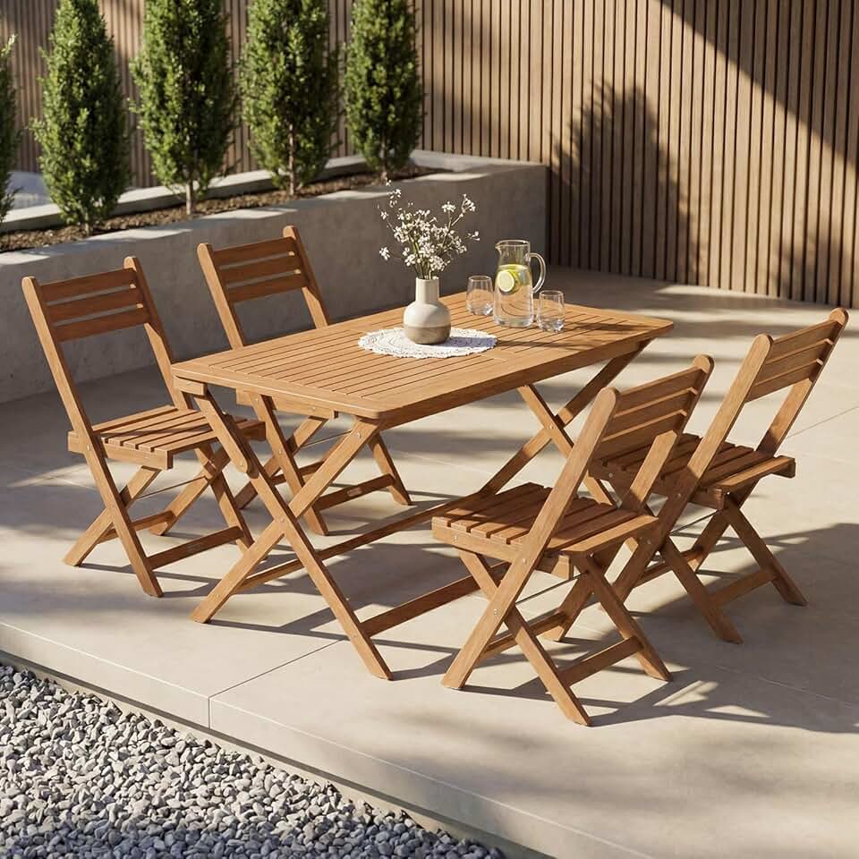 Juskys - Rimini - set 4 chaises et table acacia, stable, durable