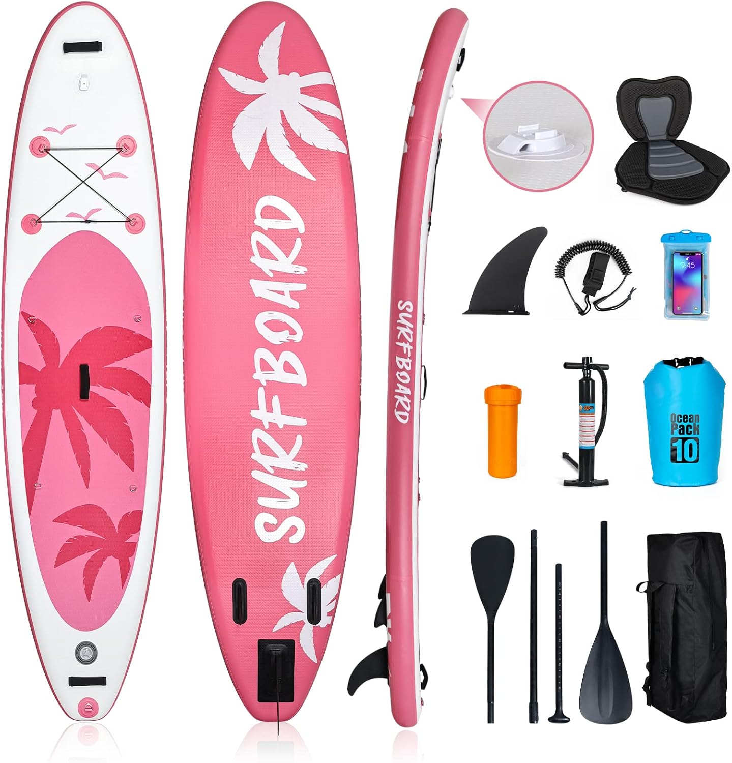 YU YUSING - Paddle gonflable adulte - 320/335cm - 2 places, siège kayak, pagaie alu, support caméra, pompe, 150kg
