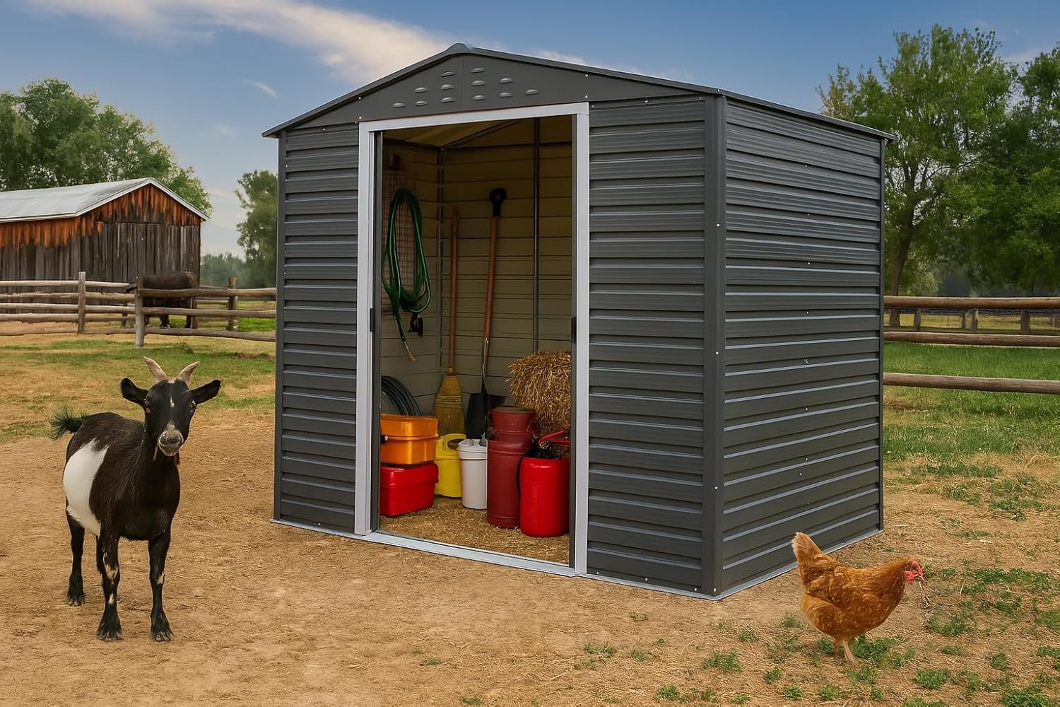 Duramax Alpine 8 x 6 (4,79 m²) Abri de Jardin en métal avec Base en métal, Acier galvanisé à Chaud, Structure de Toit renforcée, Abri de Jardin sans Entretien et résistant aux intempéries, Anthracite