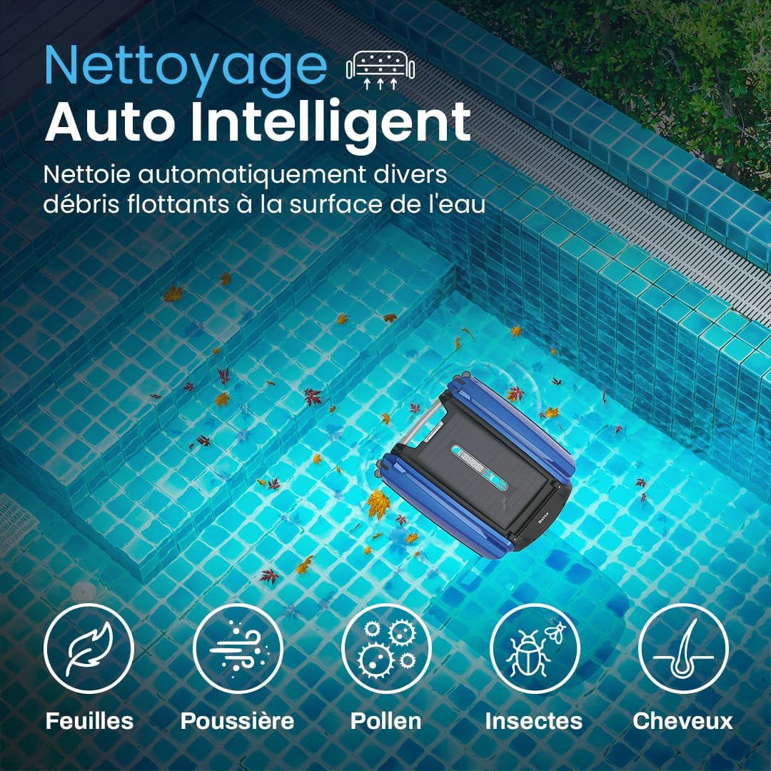 Betta - SE Robot Nettoyeur Piscine - autonomie 30h, solaire, 24/7, moteurs sel/chlore