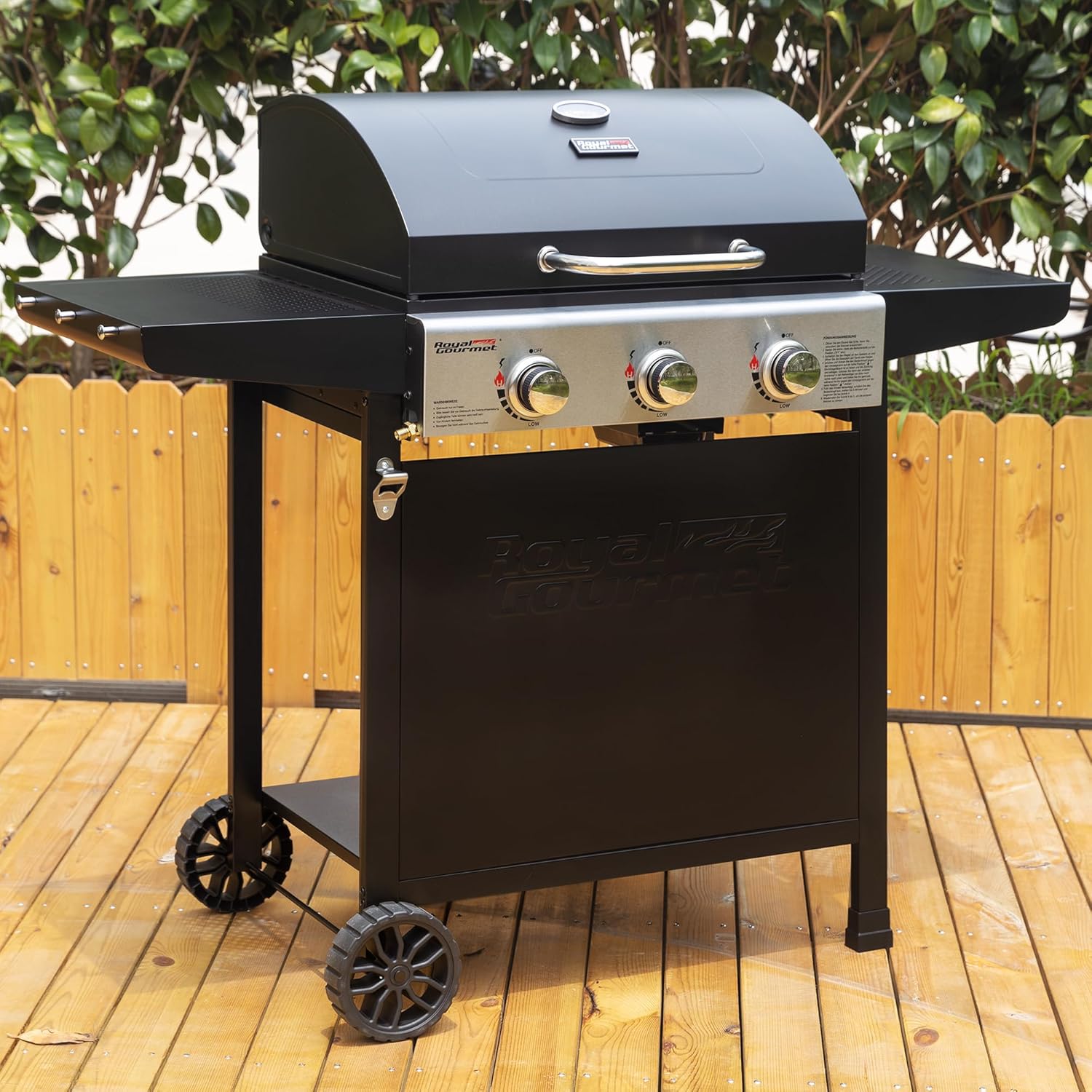 Royal Gourmet – BBQ Gaz 3 brûleurs – 9kW – chariot, capot, grilles, jardin