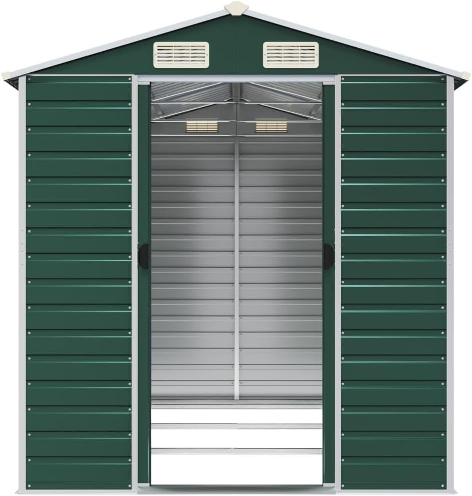 LAPOOH Abri de Jardin Vert 191x300x198 cm Acier galvanisé,Abris De Jardin,Abri De Stockage pour Jardin,Abri D'Outils De Jardin