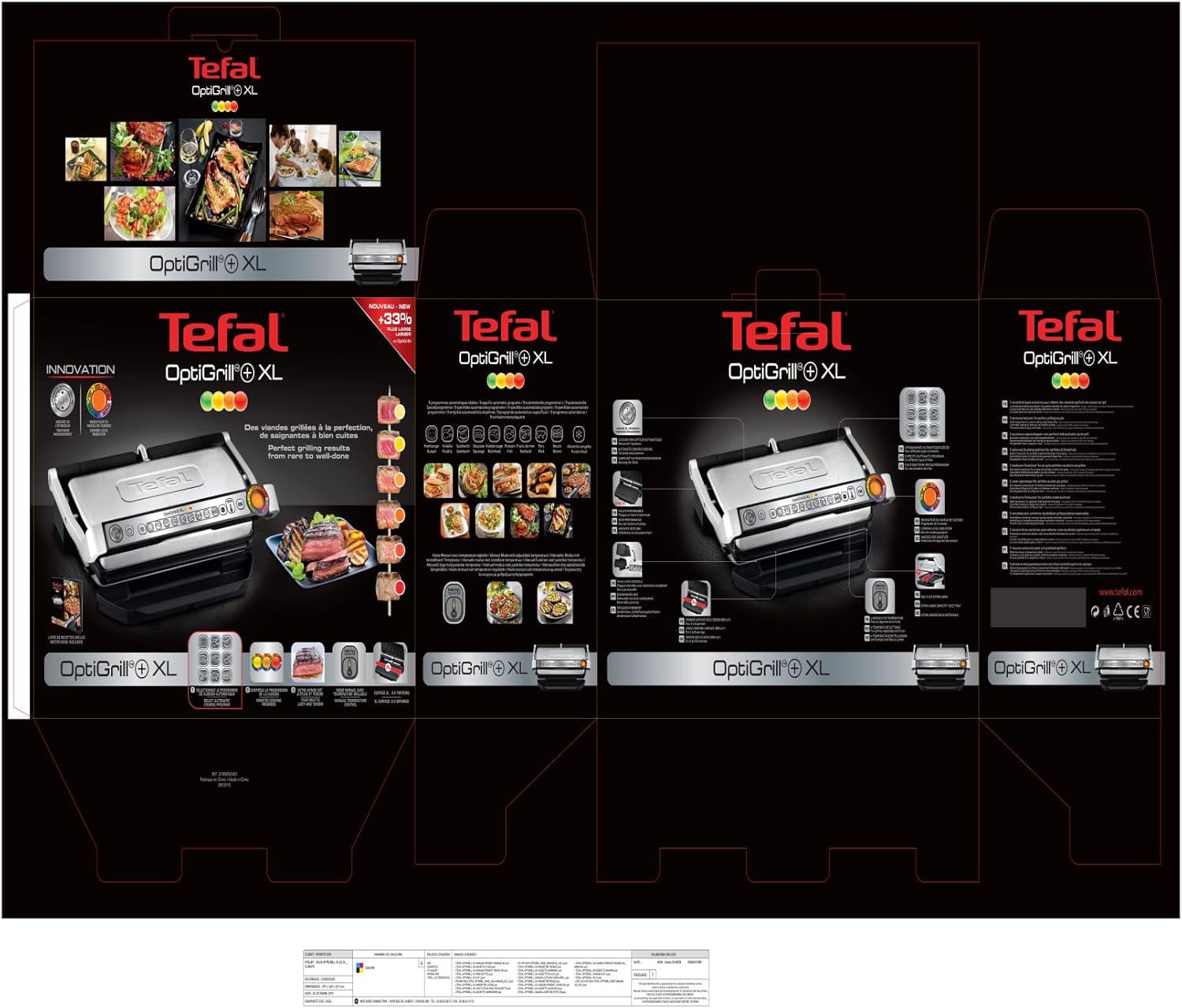 Tefal - Optigrill+ XL série - XL pour 8 personnes, grill intelligent - GC722D16