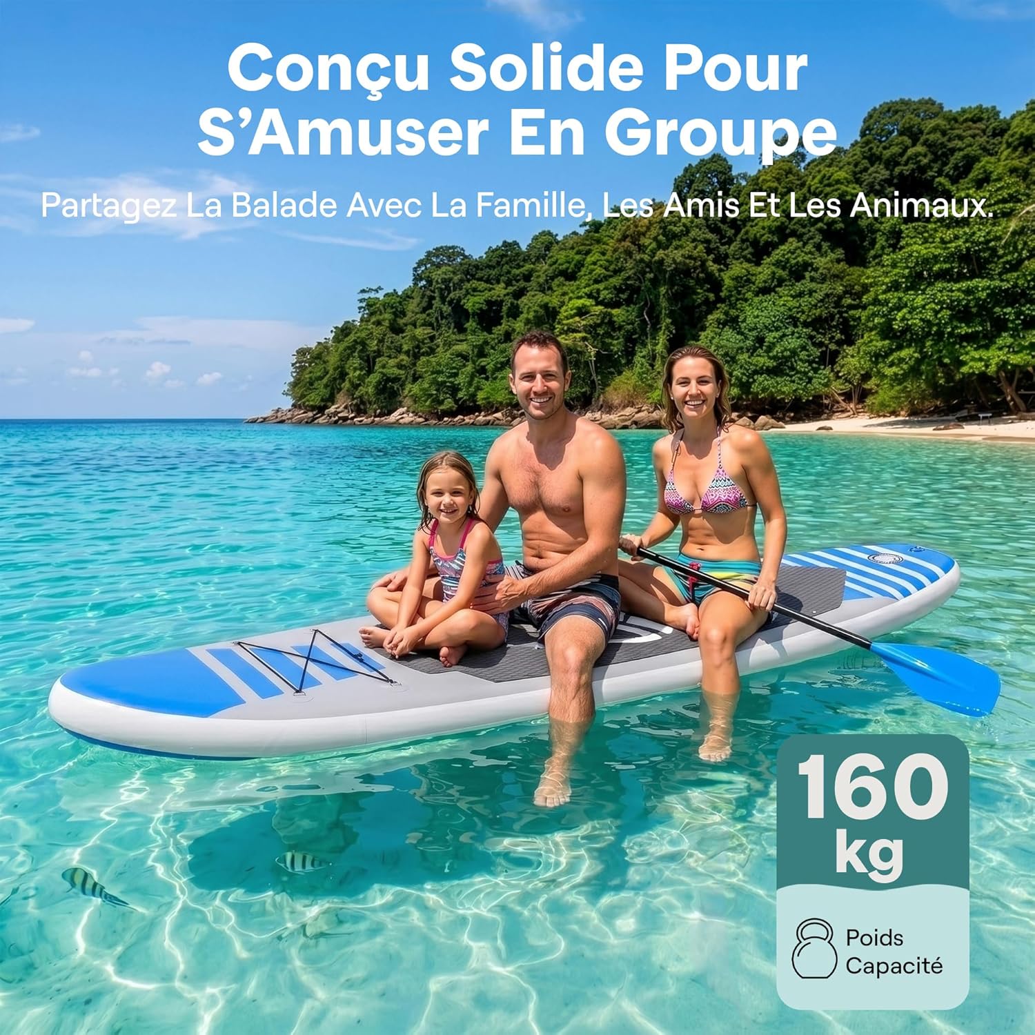 SereneLife - Stand Up Paddle Adulte Série - 6” - Antidérapant, accessoires inclus, sac transport SLISWAM612