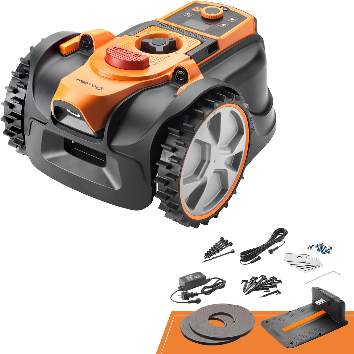 LawnMaster - Robot tondeuse caméra/app, 500m², sans fil, LCD