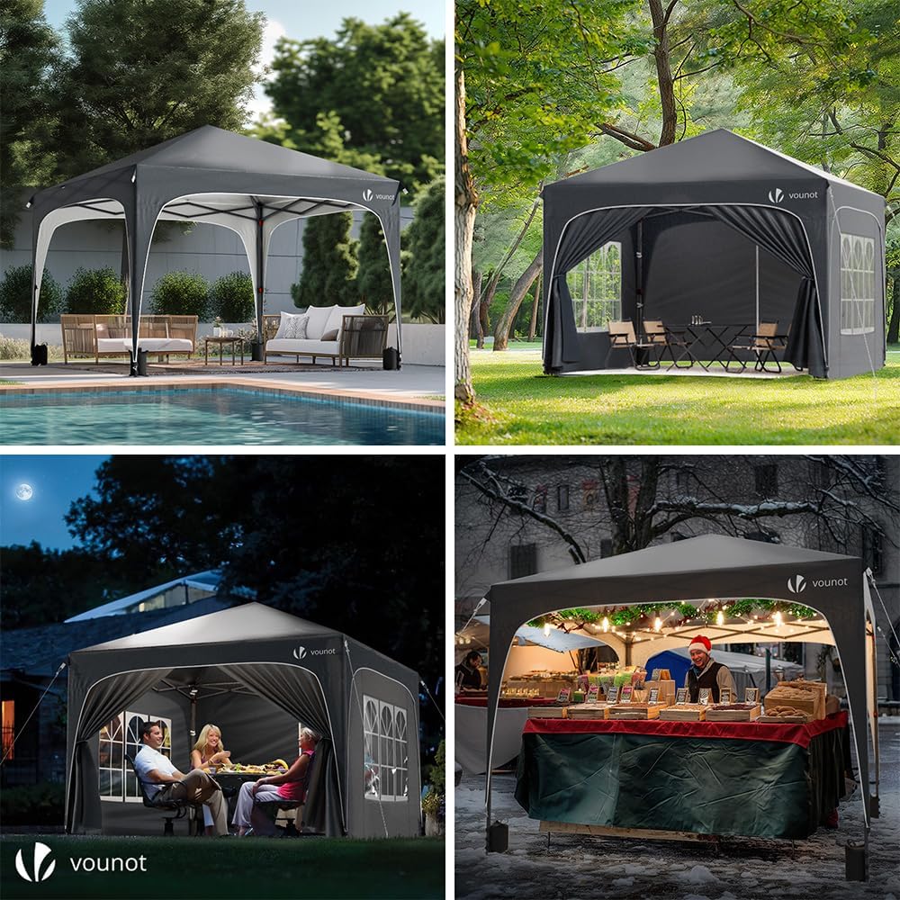VOUNOT - tonnelle pliante série jardin 3x3m, anti-UV, imperméable, hauteur réglable, sac transport