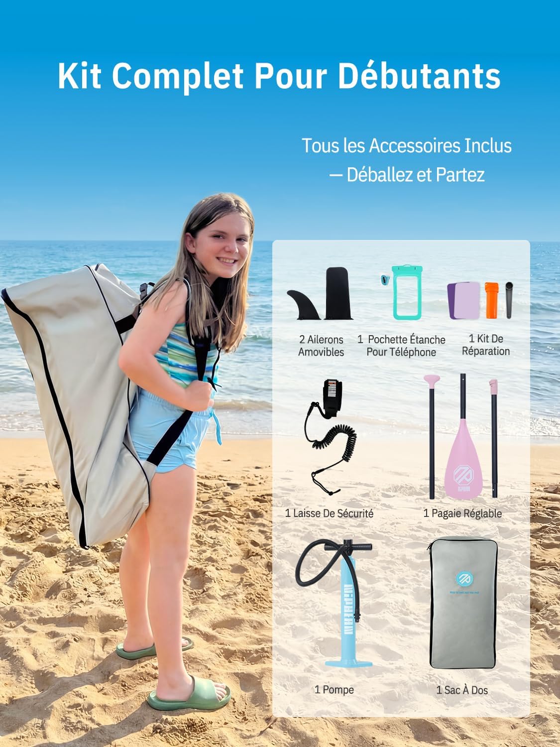 Niphean - Extra Large Paddle - sup 2+1 personnes - planche gonflable stable débutant