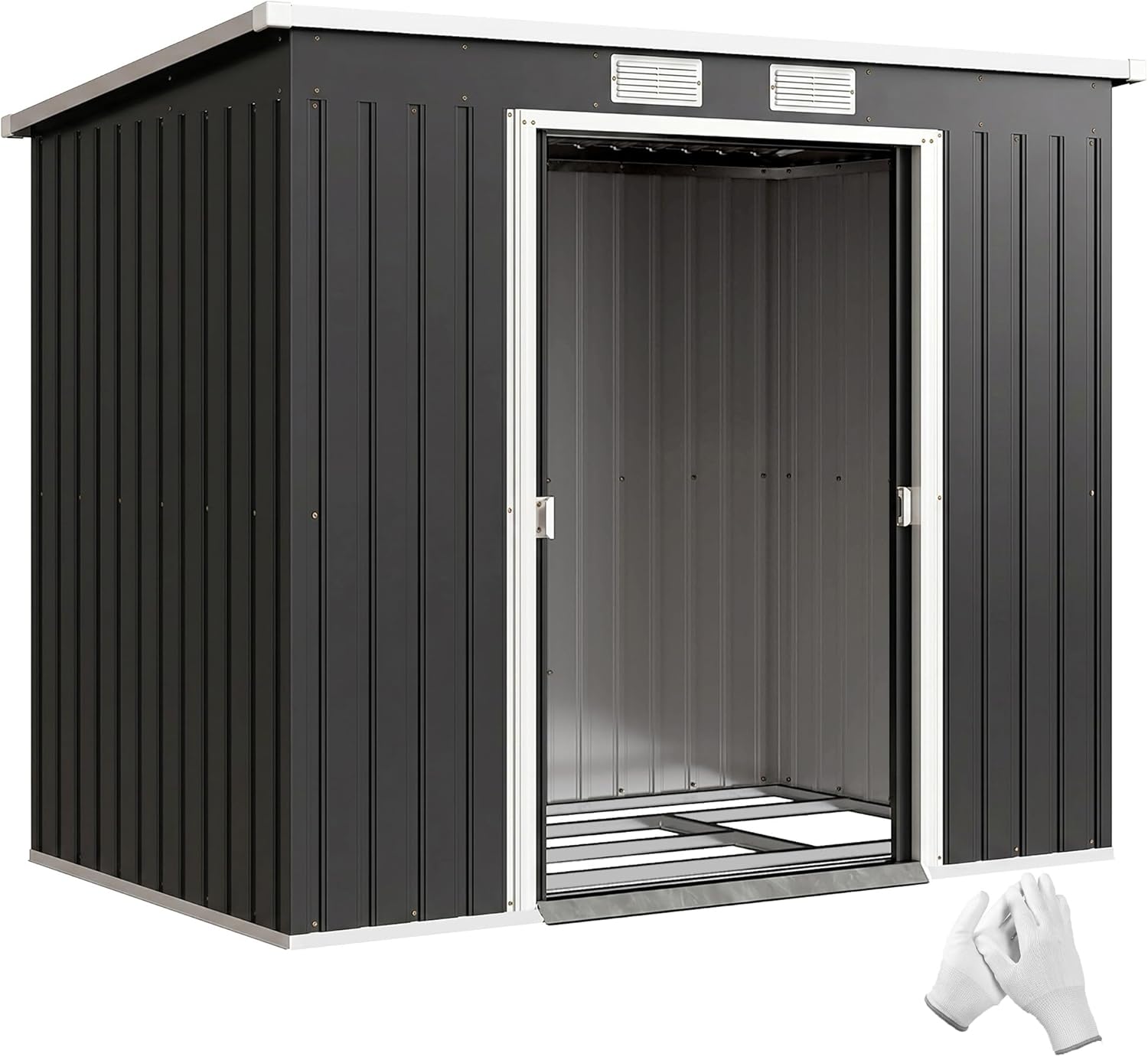 Outsunny - abri de jardin acier 2,77 m², 213x130x172 cm, portes verrouillables, fondation