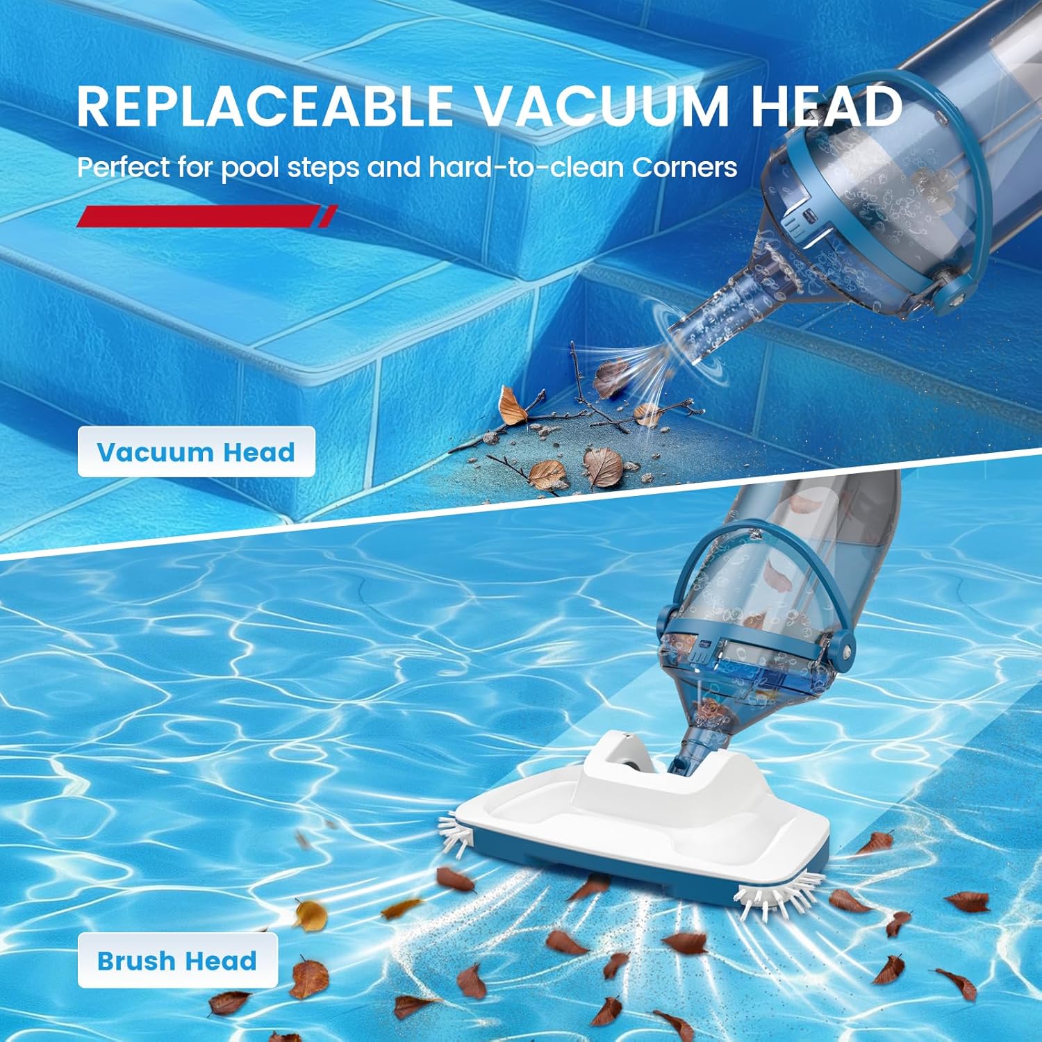 Enhulk - Aspirateur de piscine série sans fil - 34cm - 4200L/H, 60min, 3 filtres, perche