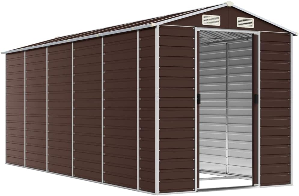 vidaXL Abri de Jardin Marron 191x470x198 cm Acier galvanisé