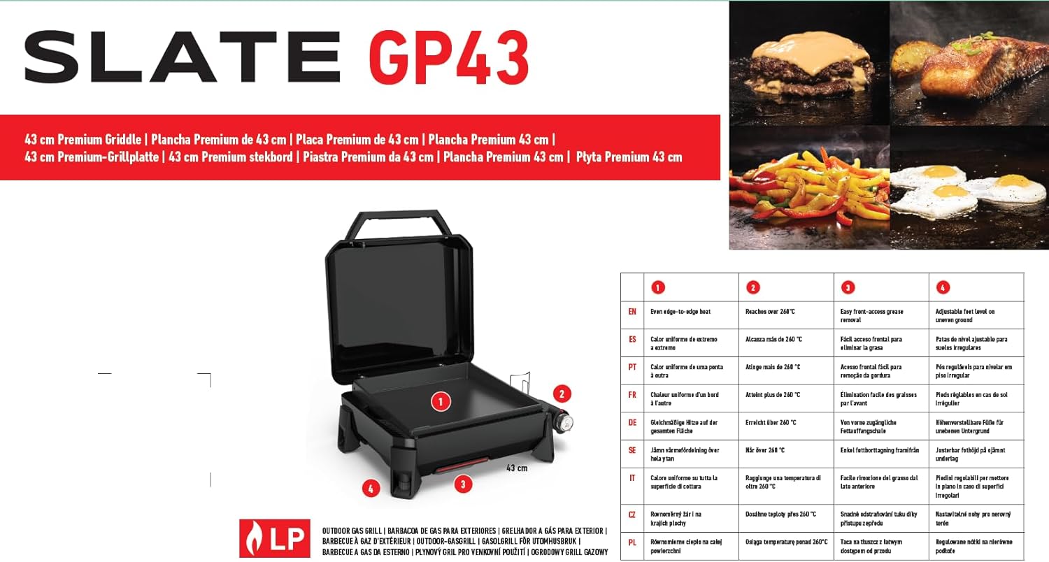 Weber - SLATE GP Premium - 43x41 cm - plancha émaillée, pieds réglables