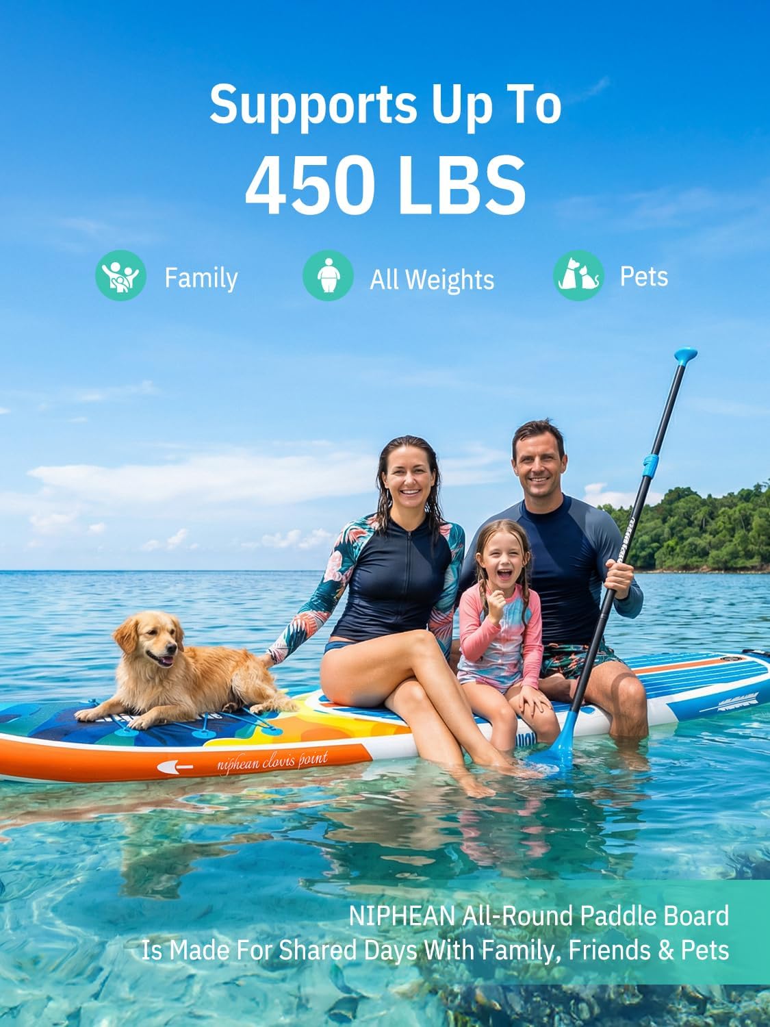 Niphean Paddle Gonflable Adulte avec Tous Les Accessoires, 320cm Planches de Stand Up Paddle Gonflables pour Tous Les Niveaux, Sup avec Capacité 200 kg pour 2 Personnes, Paddle Gonflable avec Siège